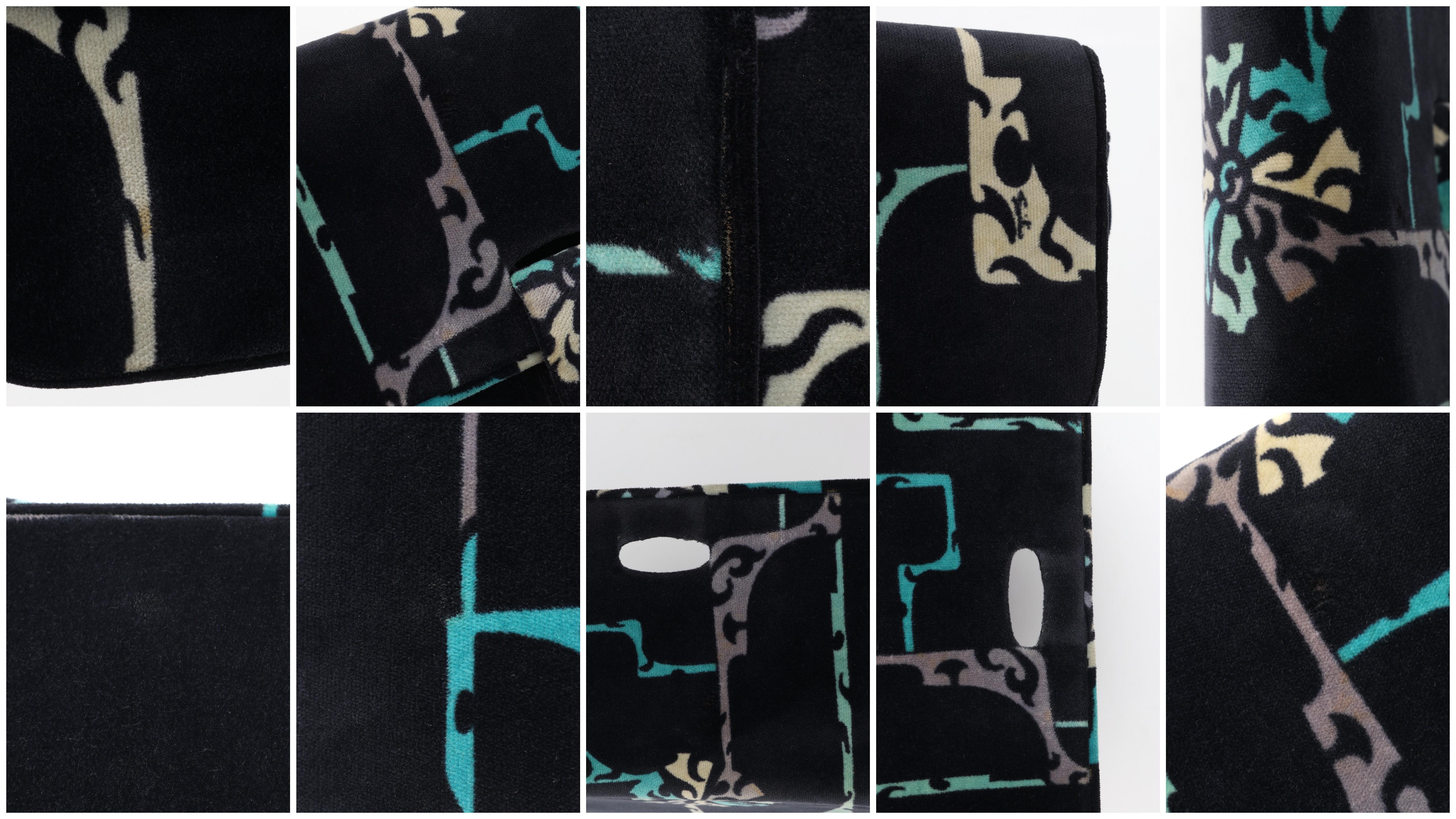 EMILIO PUCCI c.1970's Multicolor Velvet Print Gold Chain Shoulder Bag Purse For Sale 10