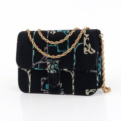 EMILIO PUCCI c.1970's Multicolor Velvet Print Gold Chain Shoulder Bag Purse