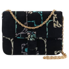 EMILIO PUCCI c.1970's Multicolor Velvet Print Gold Chain Shoulder Bag Purse