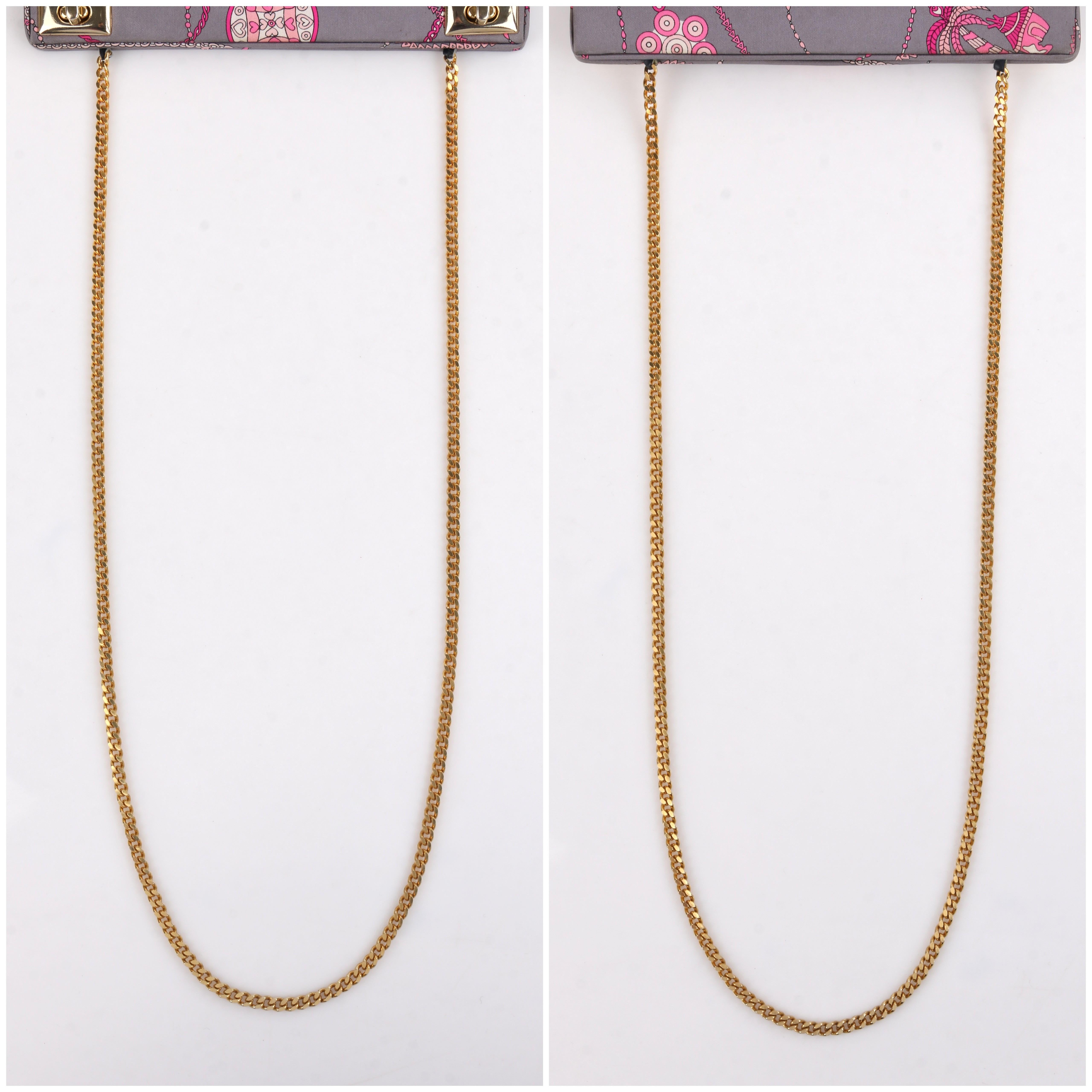 EMILIO PUCCI  c.1970’s Pink Grey Tribal Gold Chain Shoulder Bag Clutch RARE 5