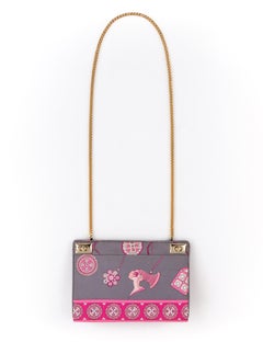 EMILIO PUCCI  c.1970’s Pink Grey Tribal Gold Chain Shoulder Bag Clutch RARE