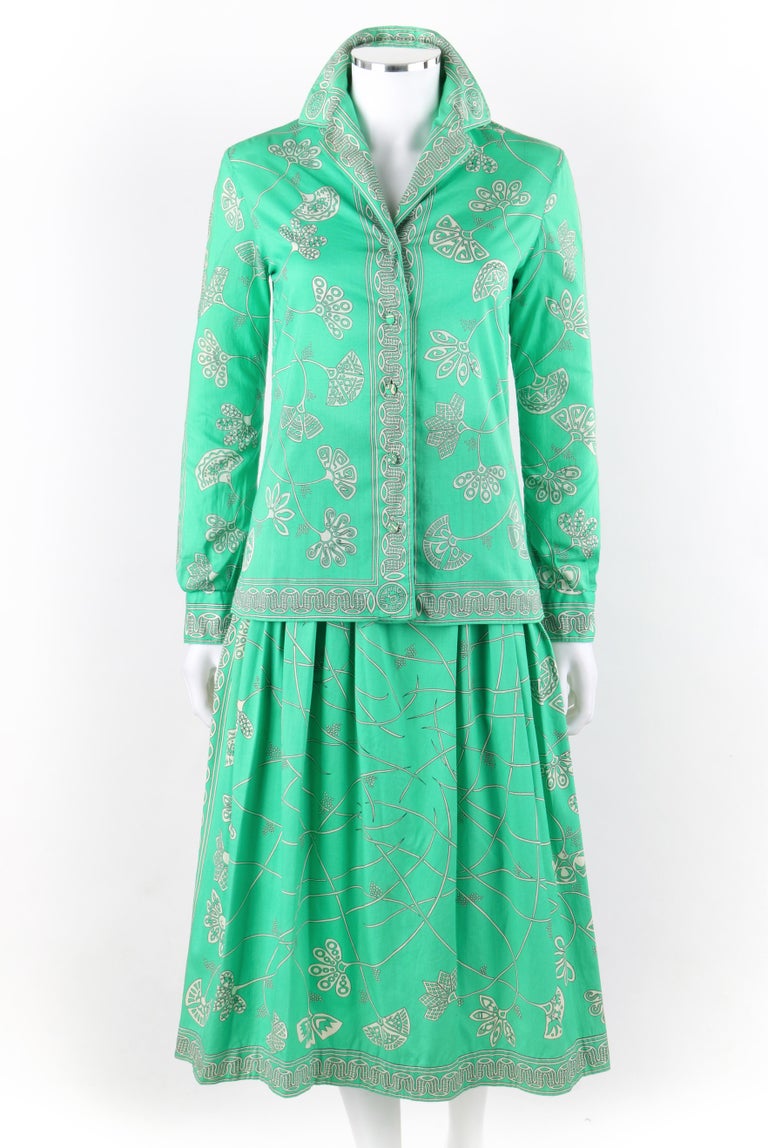 Robe Emilio Pucci – Ensemble Haut Japonais Vert, Occasion En Parfait état (il Manque L’étiquette Et Les Bouts De Lien)