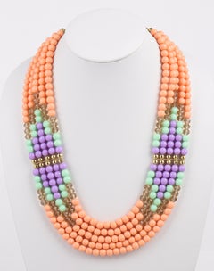 EMILIO PUCCI c.1980's Coppola e Toppo Perle Multi Strand Kragen Halskette NOS