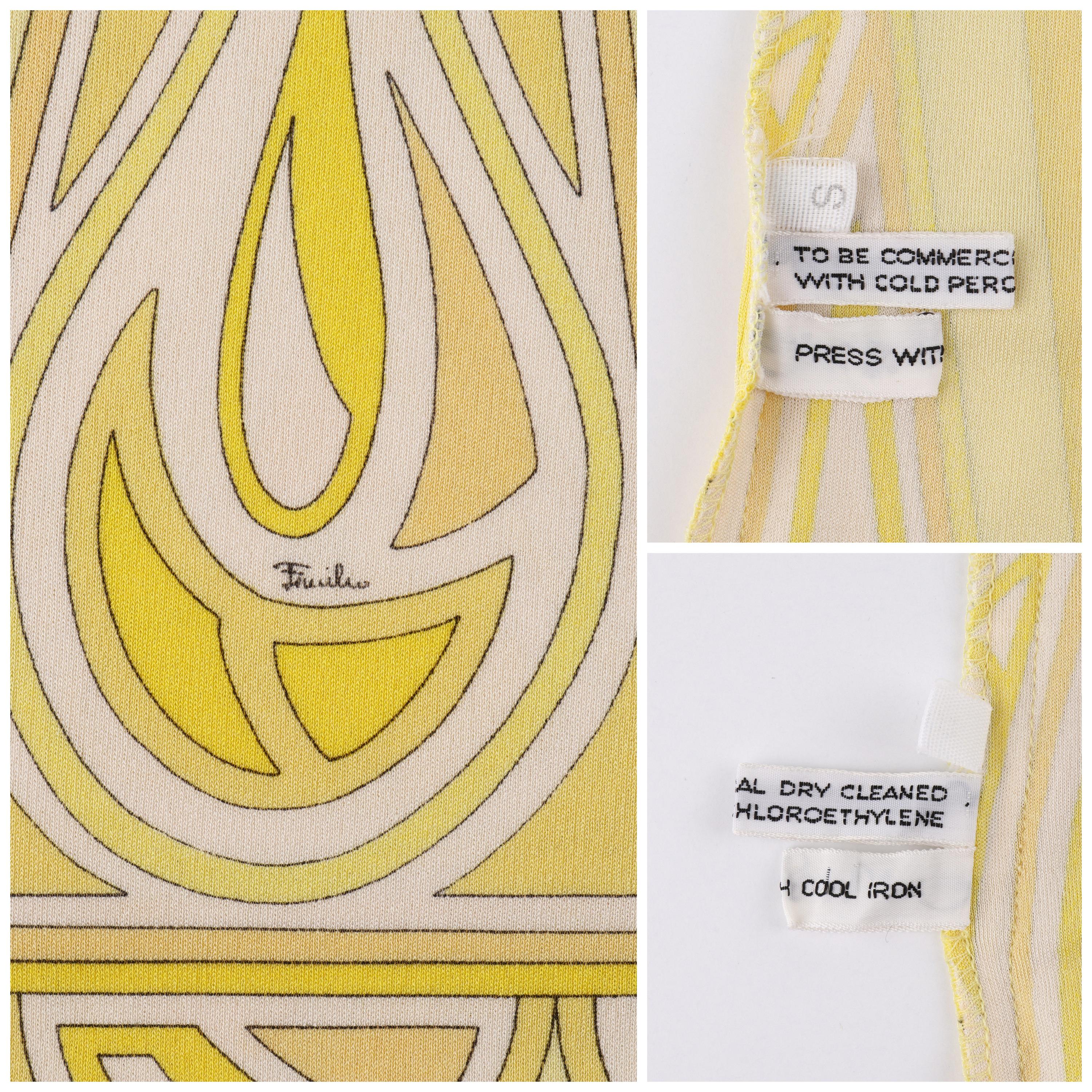 EMILIO PUCCI c.1990’s Yellow Diamond Triangle Geometric Print Long Sleeve Shirt 4