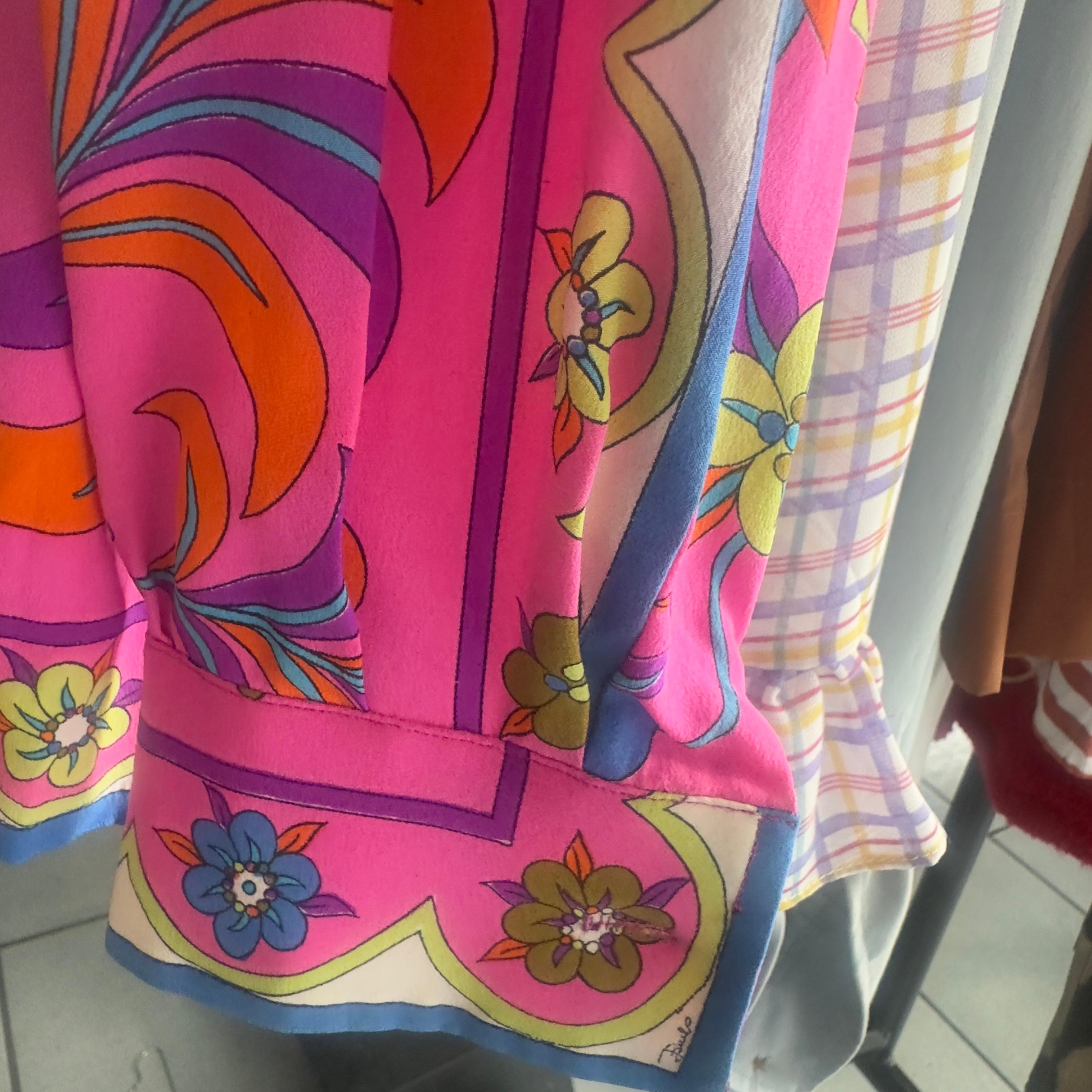 Emilio Pucci fuchsia silk shirt vintage 1970s For Sale 5