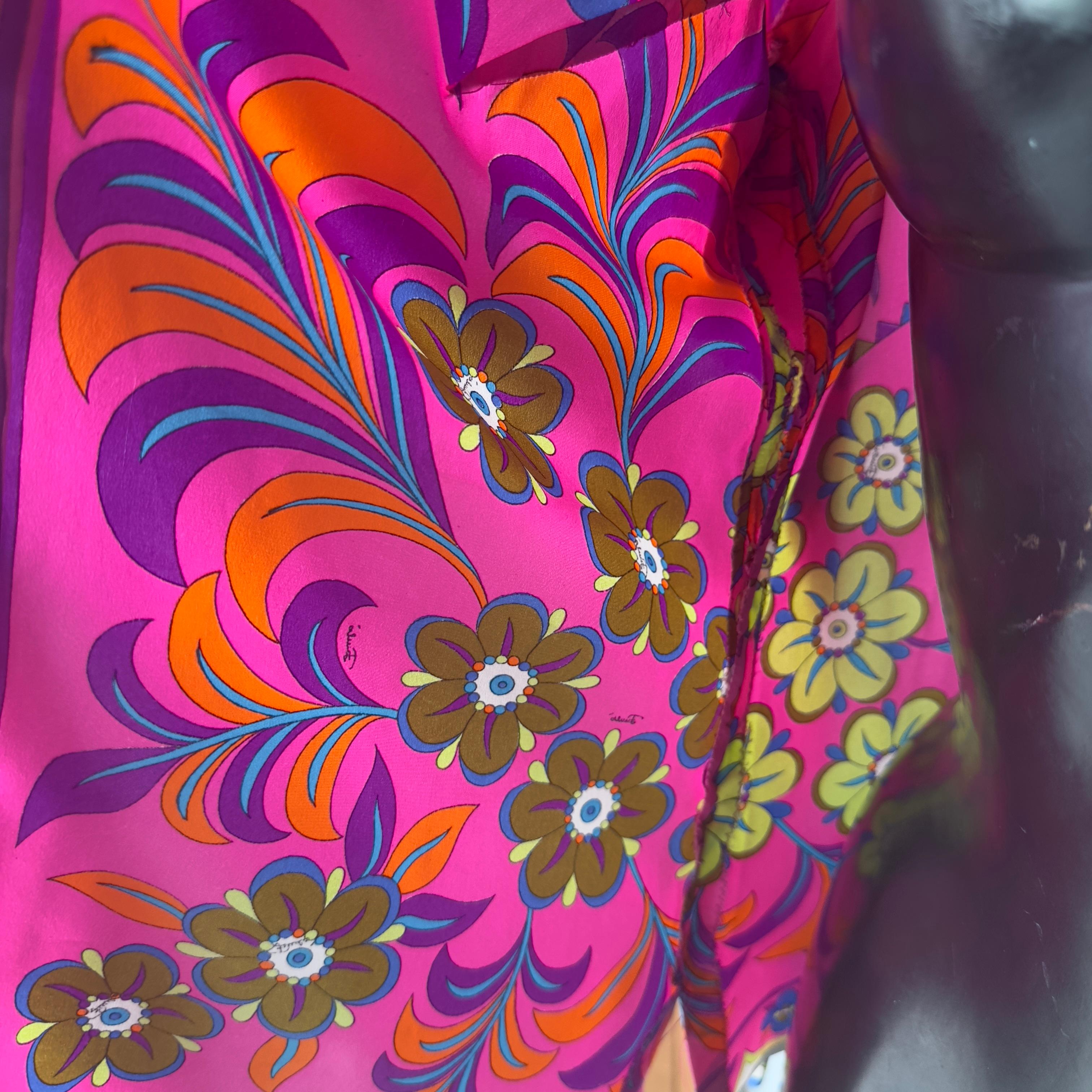 Emilio Pucci fuchsia silk shirt vintage 1970s For Sale 7