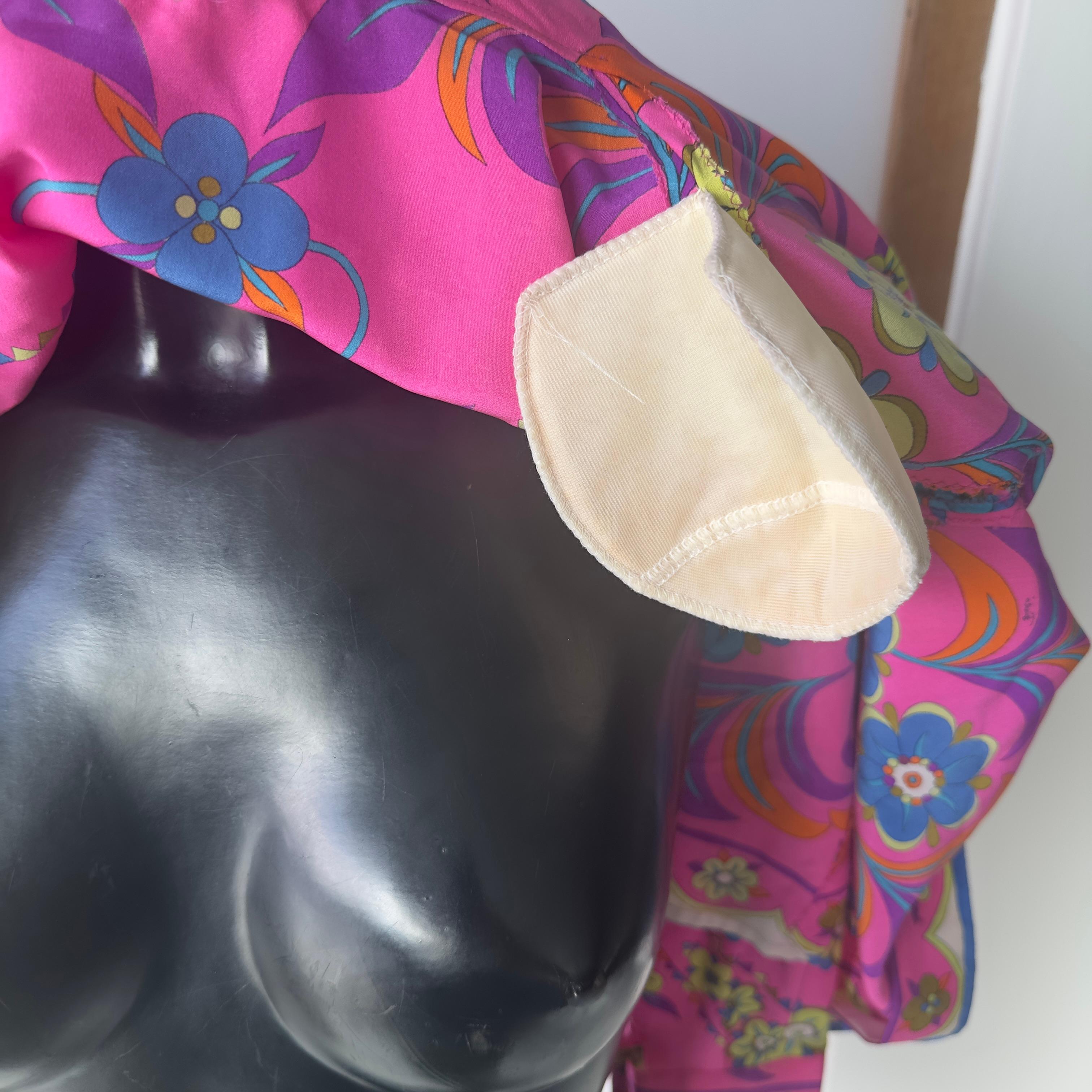Emilio Pucci fuchsia silk shirt vintage 1970s For Sale 8