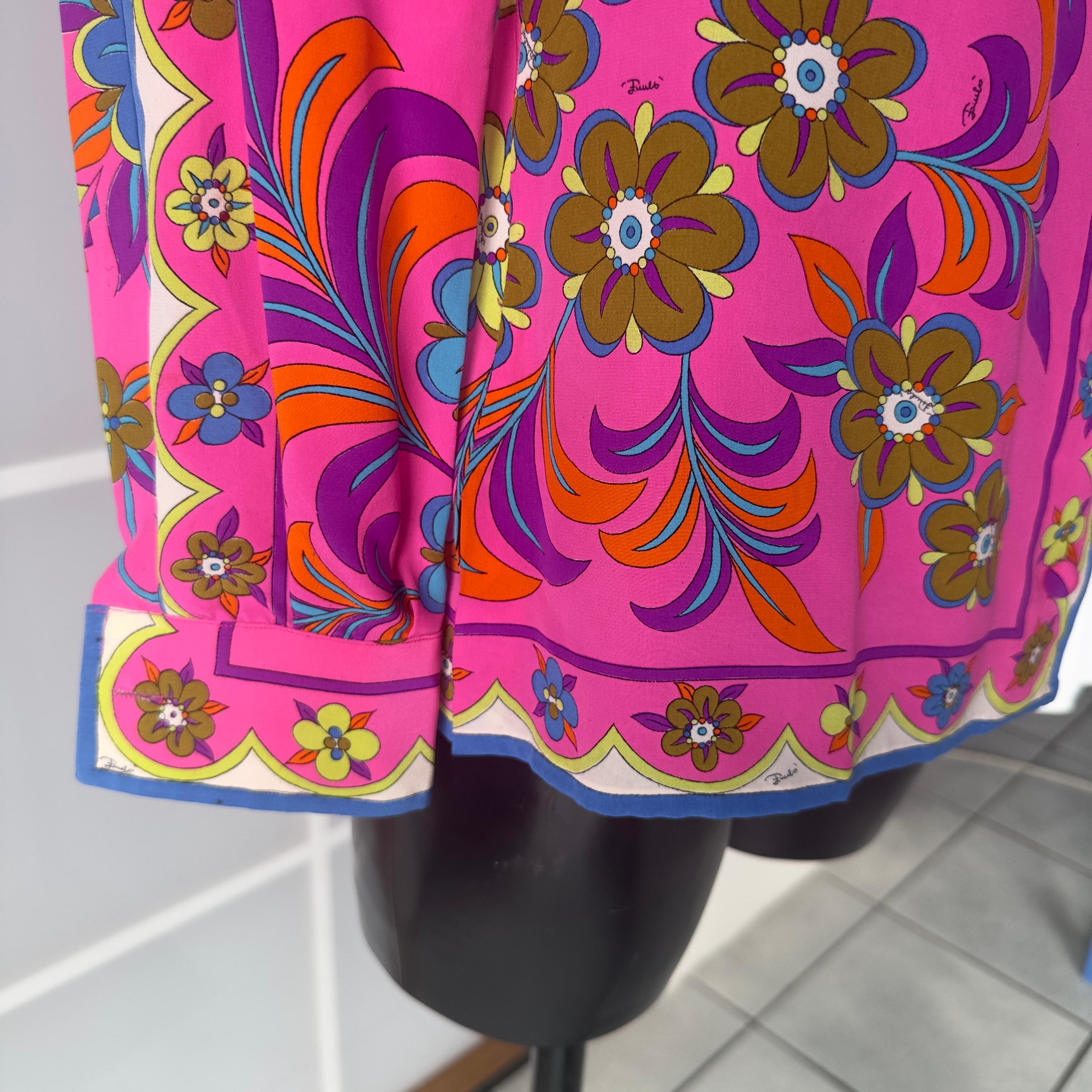 Women's Emilio Pucci fuchsia silk shirt vintage 1970s For Sale