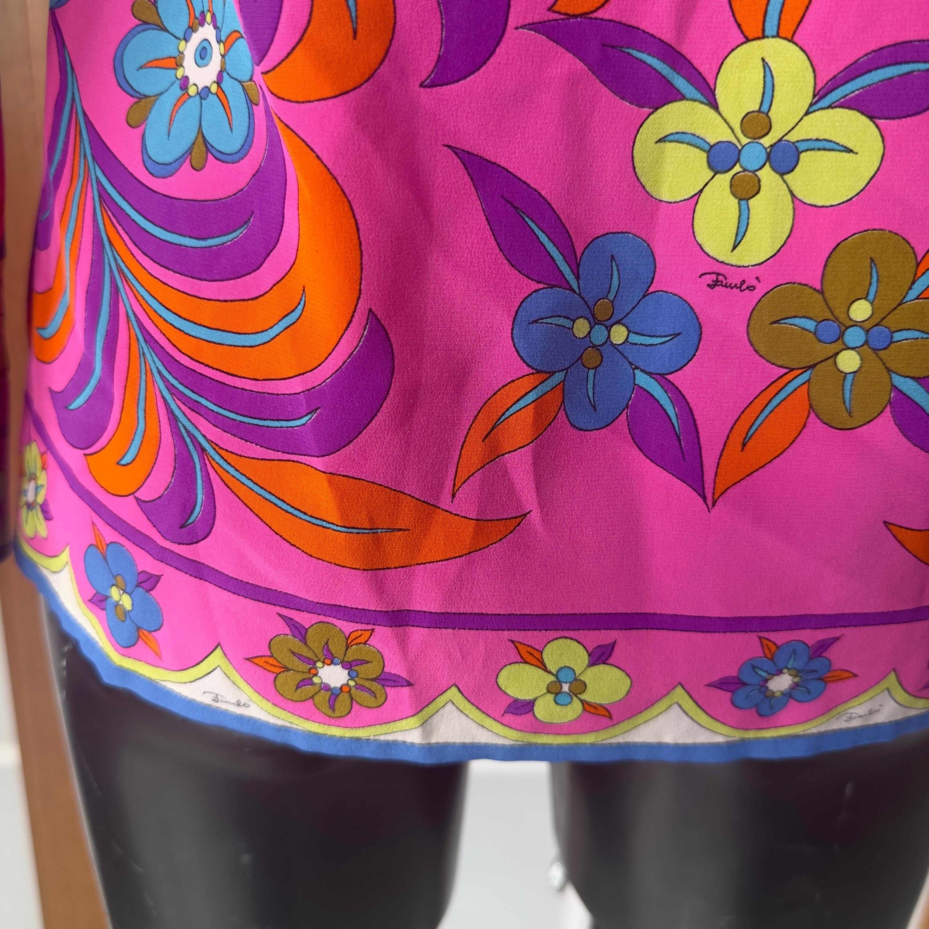 Emilio Pucci fuchsia silk shirt vintage 1970s For Sale 1