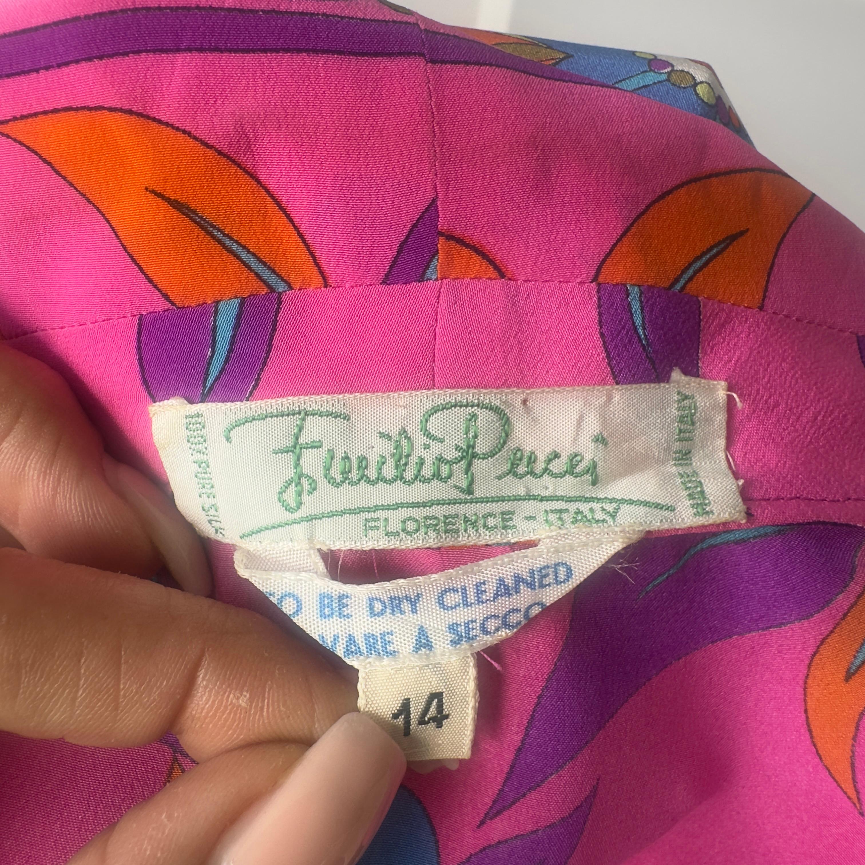 Emilio Pucci fuchsia silk shirt vintage 1970s For Sale 4