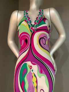 Emilio Pucci Classic "Orchidea" Print Fine Silk Jersey Maxi Dress w Trumpet Hem