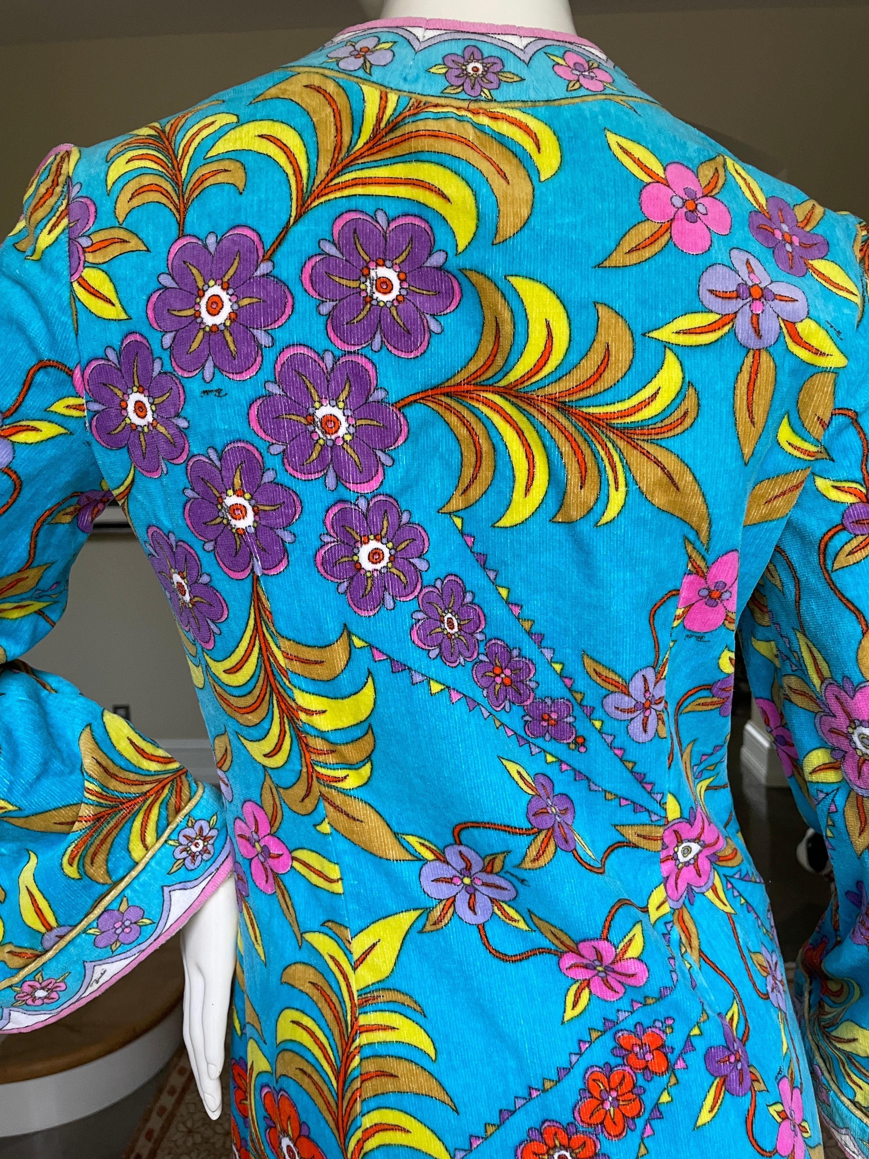 Emilio Pucci Colorful 1960's Terry Cloth Cotton Beach Caftan Dress  For Sale 3