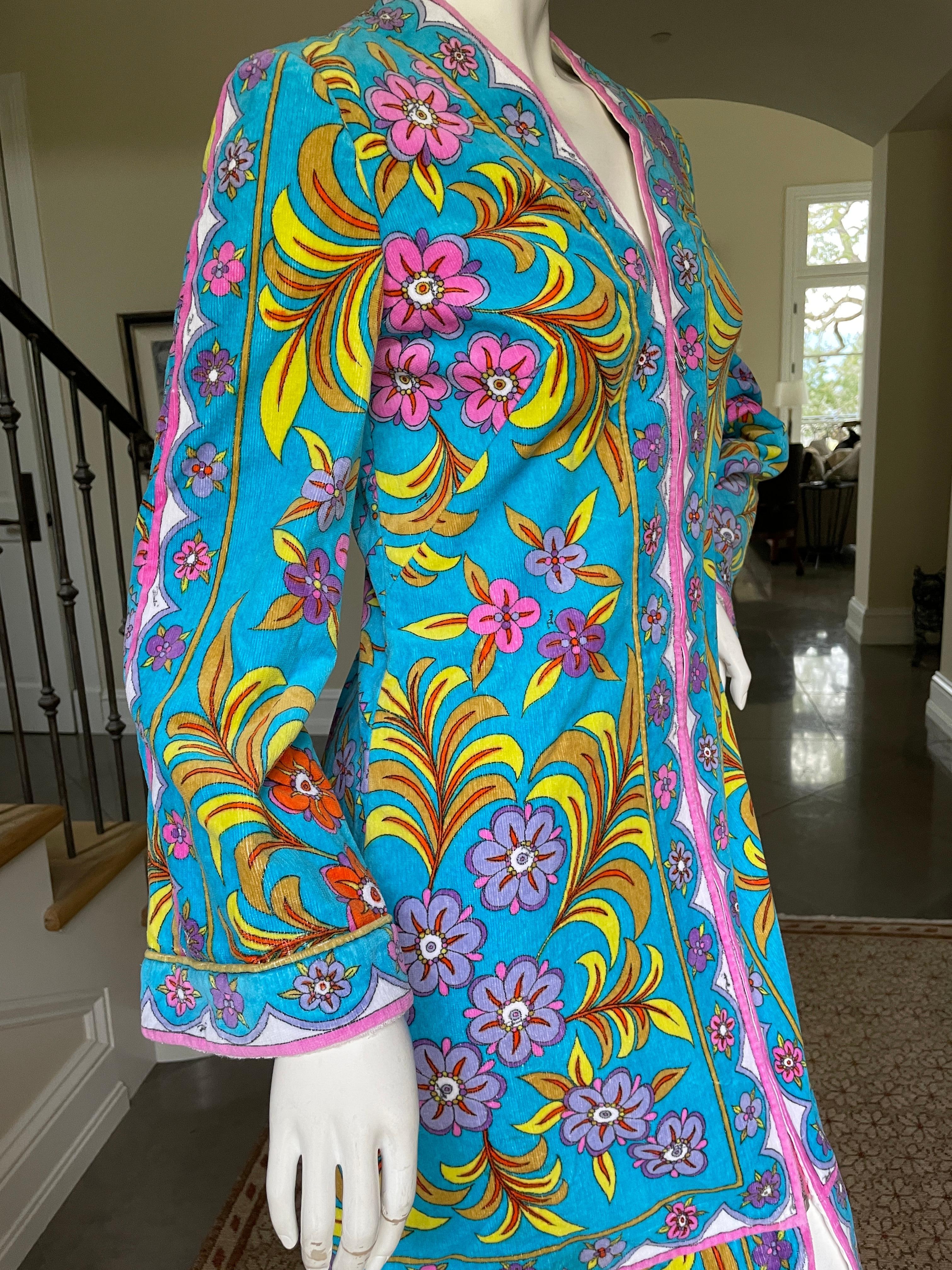 Emilio Pucci Colorful 1960's Terry Cloth Cotton Beach Caftan Dress  In Excellent Condition For Sale In Cloverdale, CA