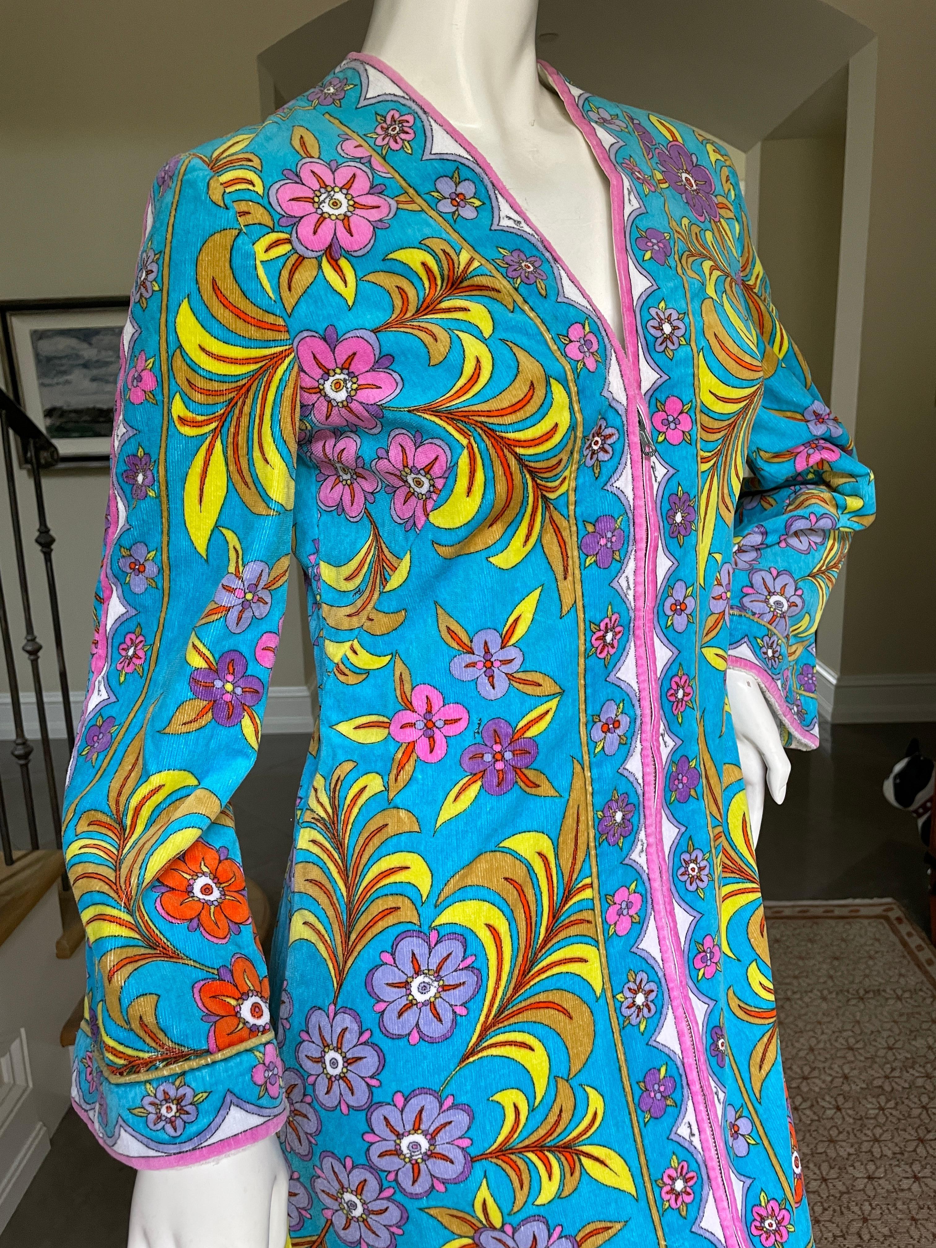 Women's Emilio Pucci Colorful 1960's Terry Cloth Cotton Beach Caftan Dress  For Sale