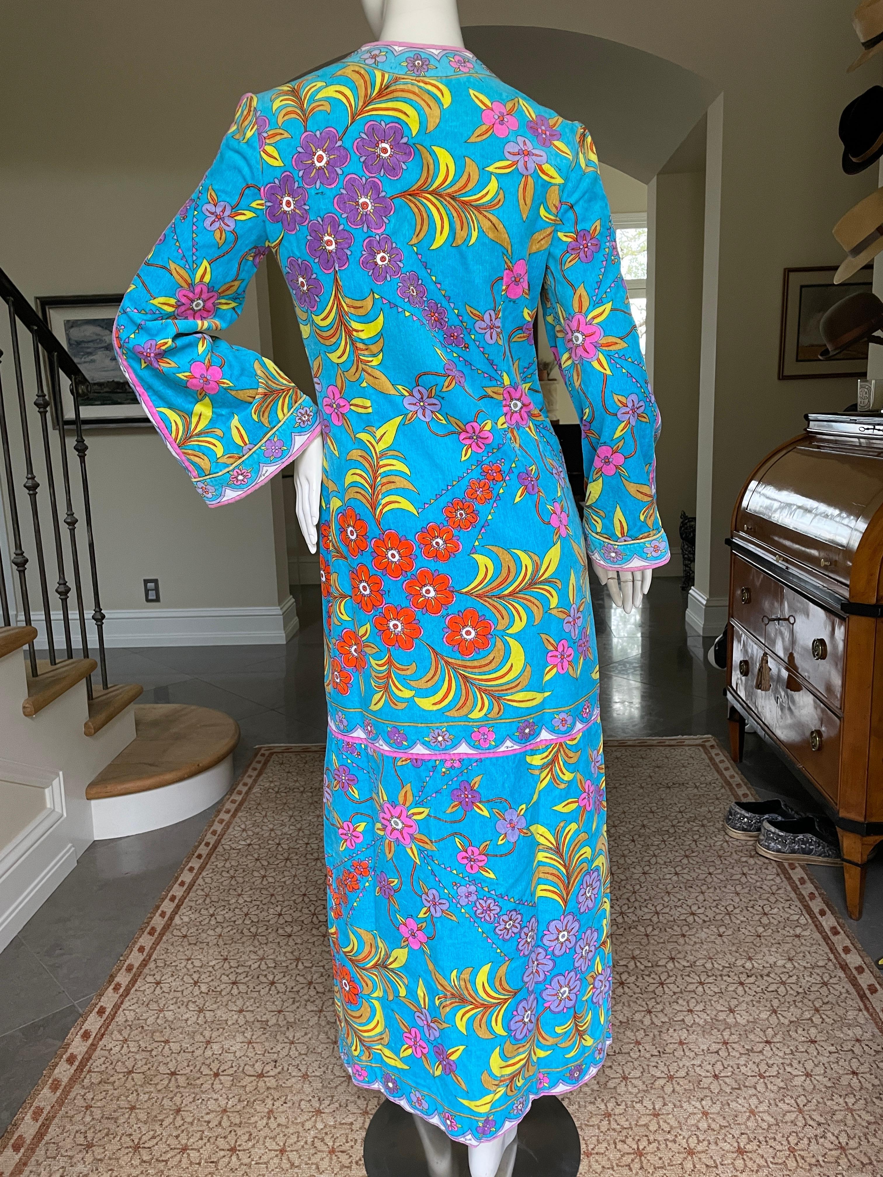 Emilio Pucci Colorful 1960's Terry Cloth Cotton Beach Caftan Dress  For Sale 1