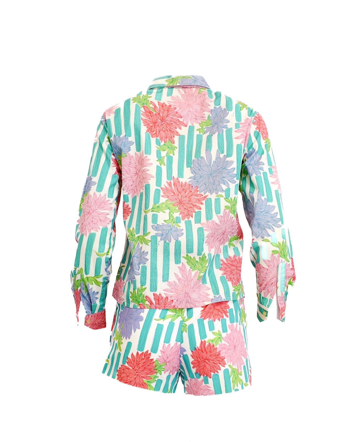 Emilio Pucci Colorful Floral Shorts and Top Set In Good Condition For Sale In Los Angeles, CA