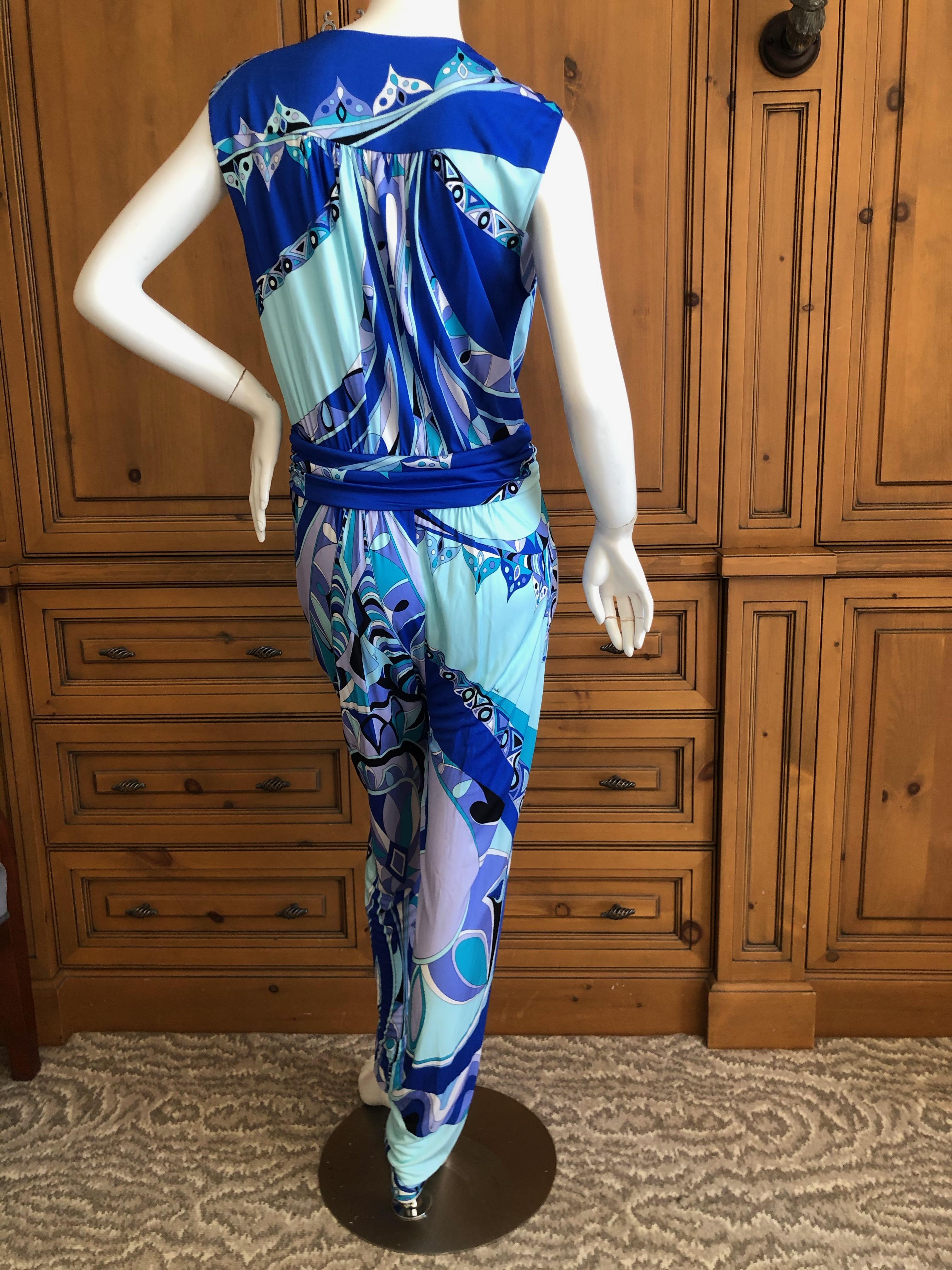 Emilio Pucci Colorful Low Cut Jumpsuit In Excellent Condition For Sale In Cloverdale, CA