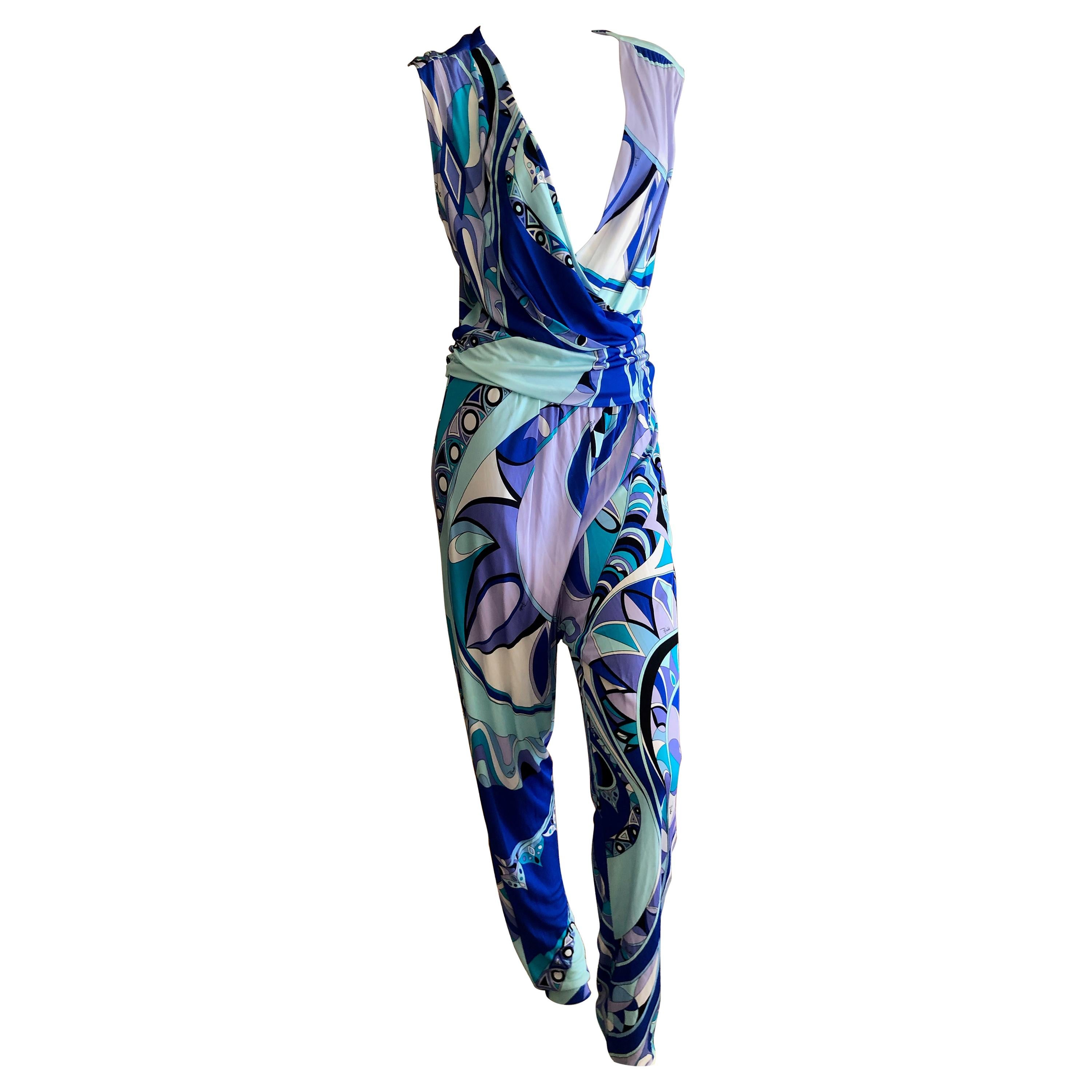 Emilio Pucci Colorful Low Cut Jumpsuit For Sale