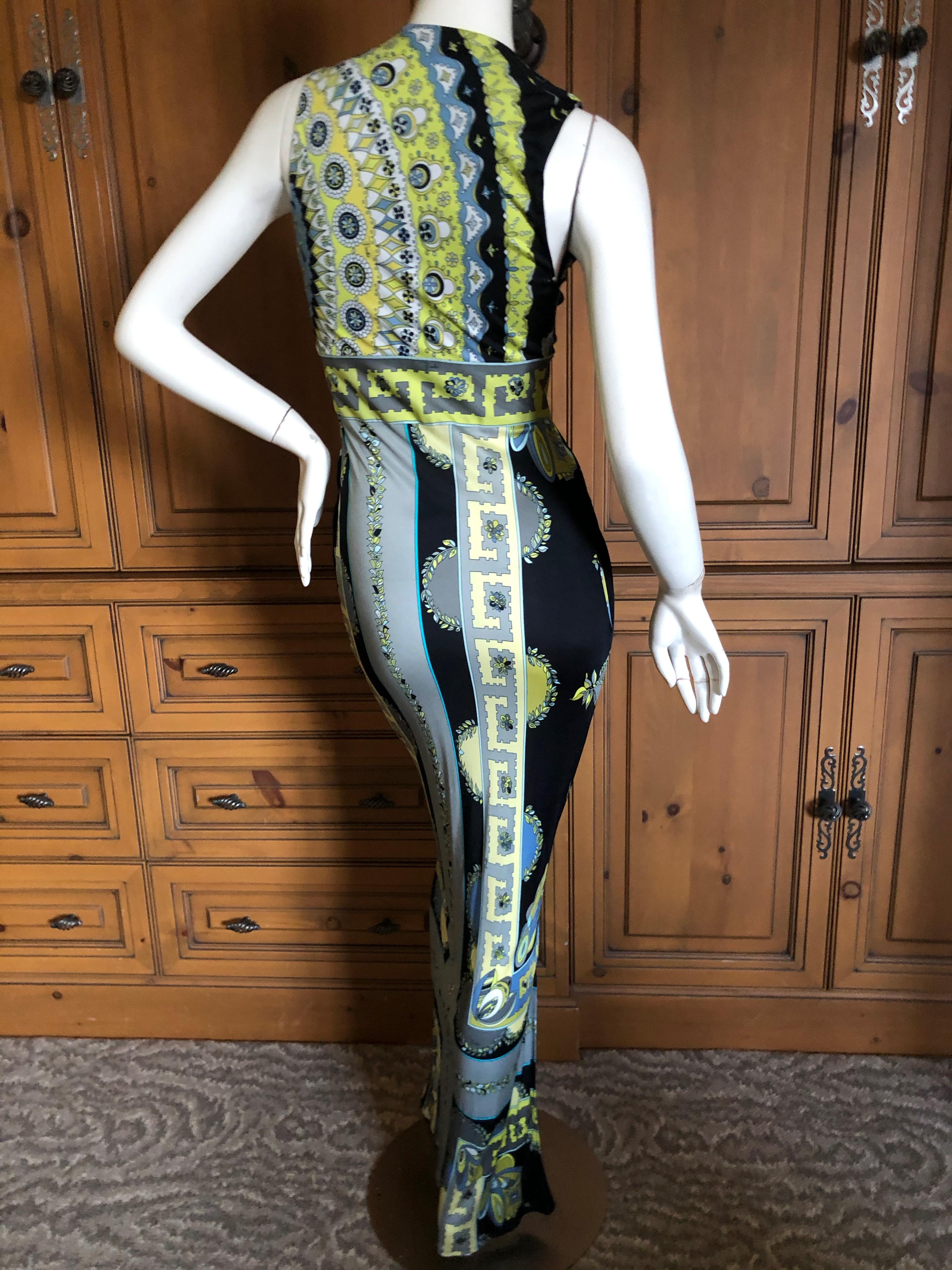 Emilio Pucci Colorful Low Cut Maxi Dress  For Sale 4