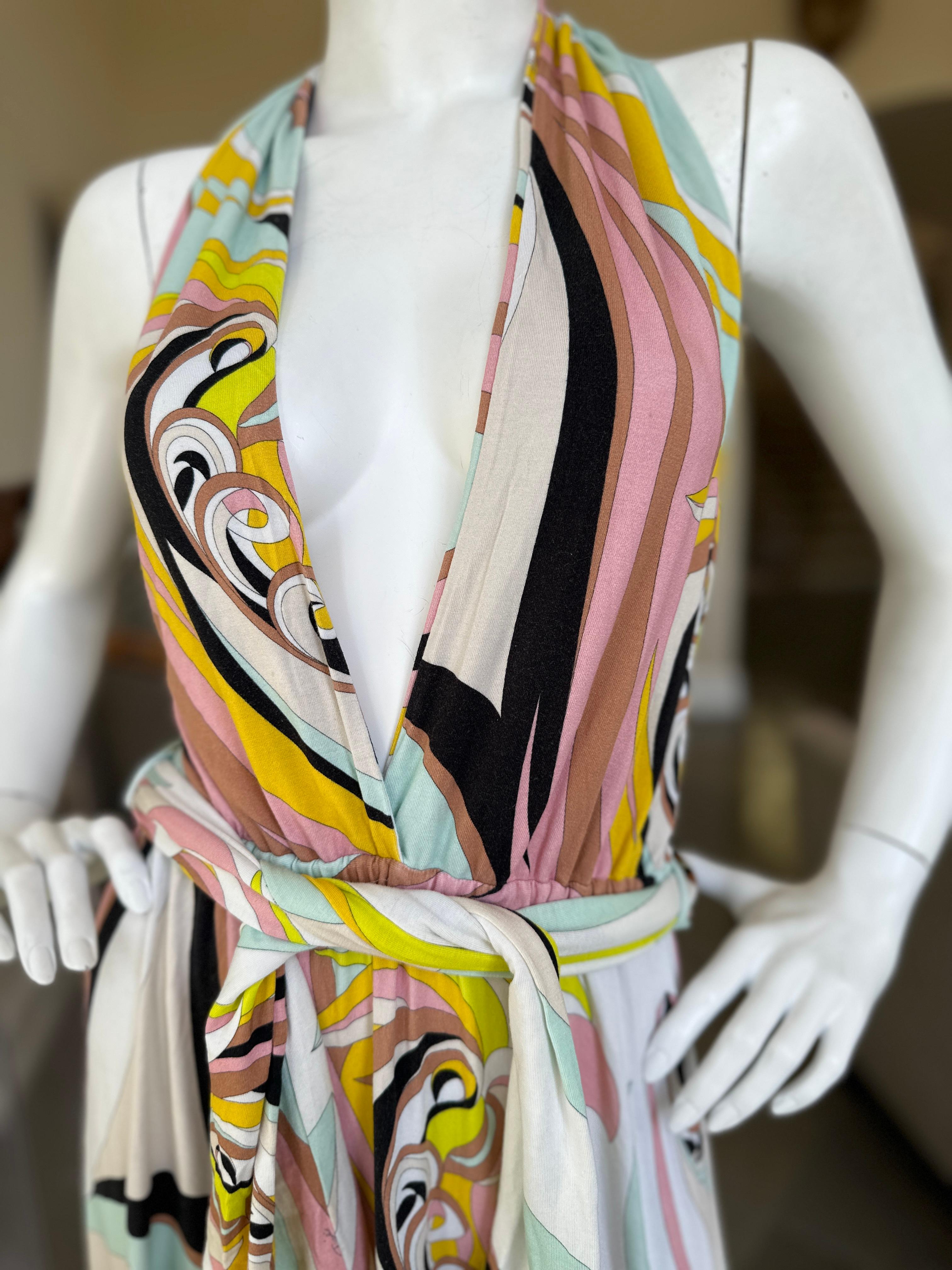 Emilio Pucci Colorful Vintage Low Cut Backless Maxi Dress  3