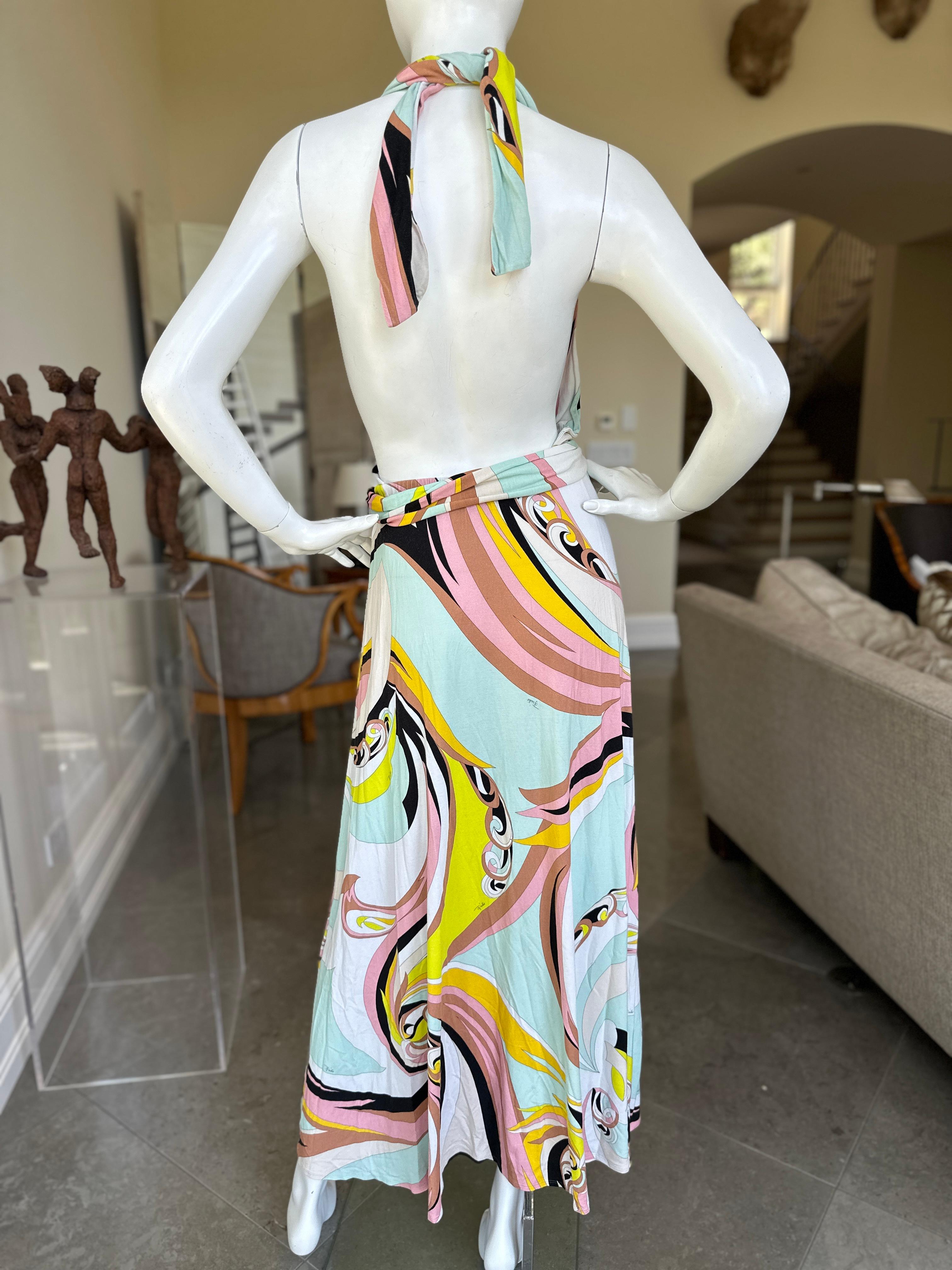 Emilio Pucci Colorful Vintage Low Cut Backless Maxi Dress  5