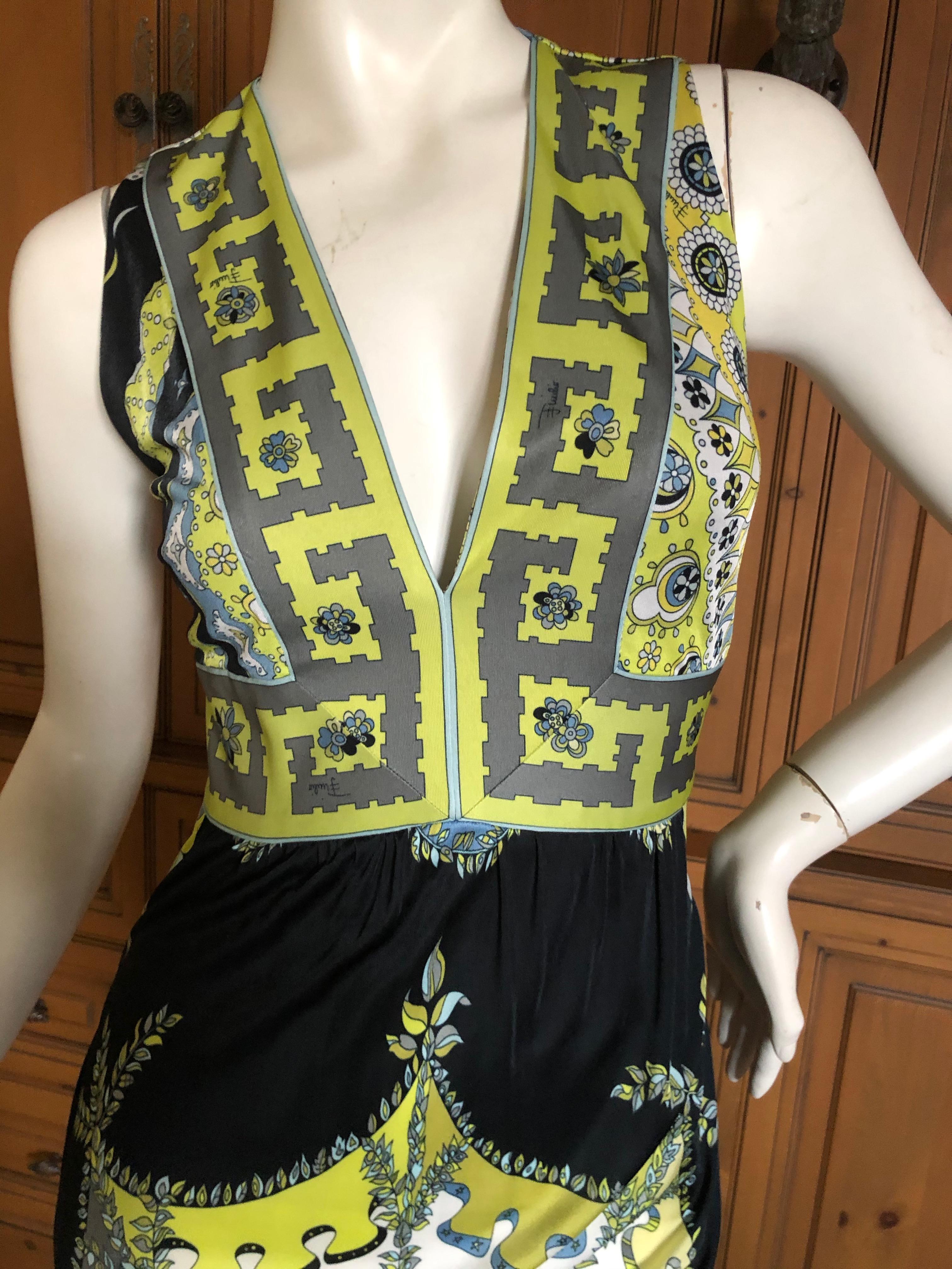 Women's Emilio Pucci Colorful Vintage Low Cut Maxi Dress  For Sale