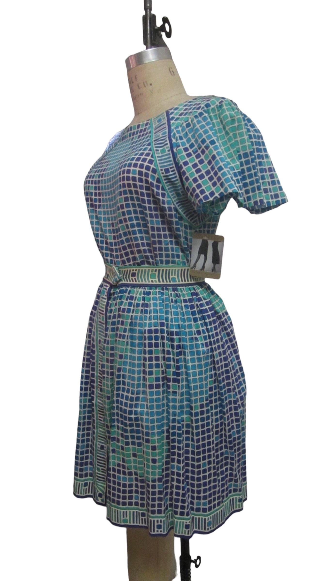 Emilio Pucci Cotton Geometric Print Top and Skirt Set, Circa 1960s For Sale 1
