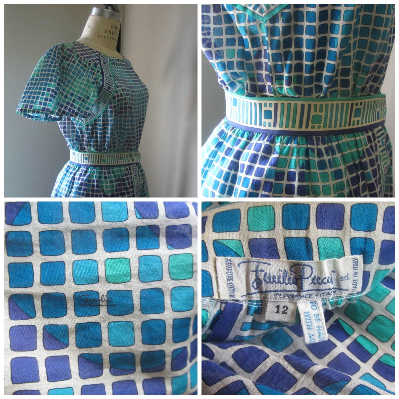 Set top e gonna con stampa geometrica in cotone di Emilio Pucci, CIRCA 1960 in vendita 4