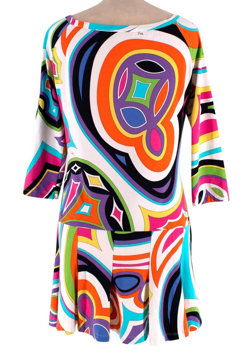 Emilio Pucci Baumwoll-Jersey-Minikleid mit langen Ärmeln - Größe US 6 (Beige)