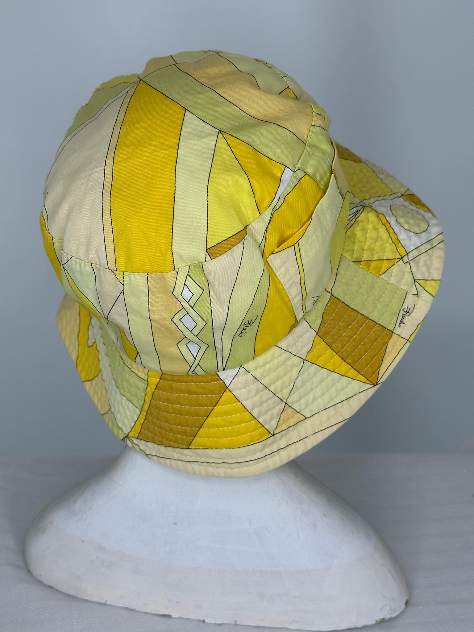 Emilio Pucci Chapeau baquet à poche en coton imprimé S-M en vente 5