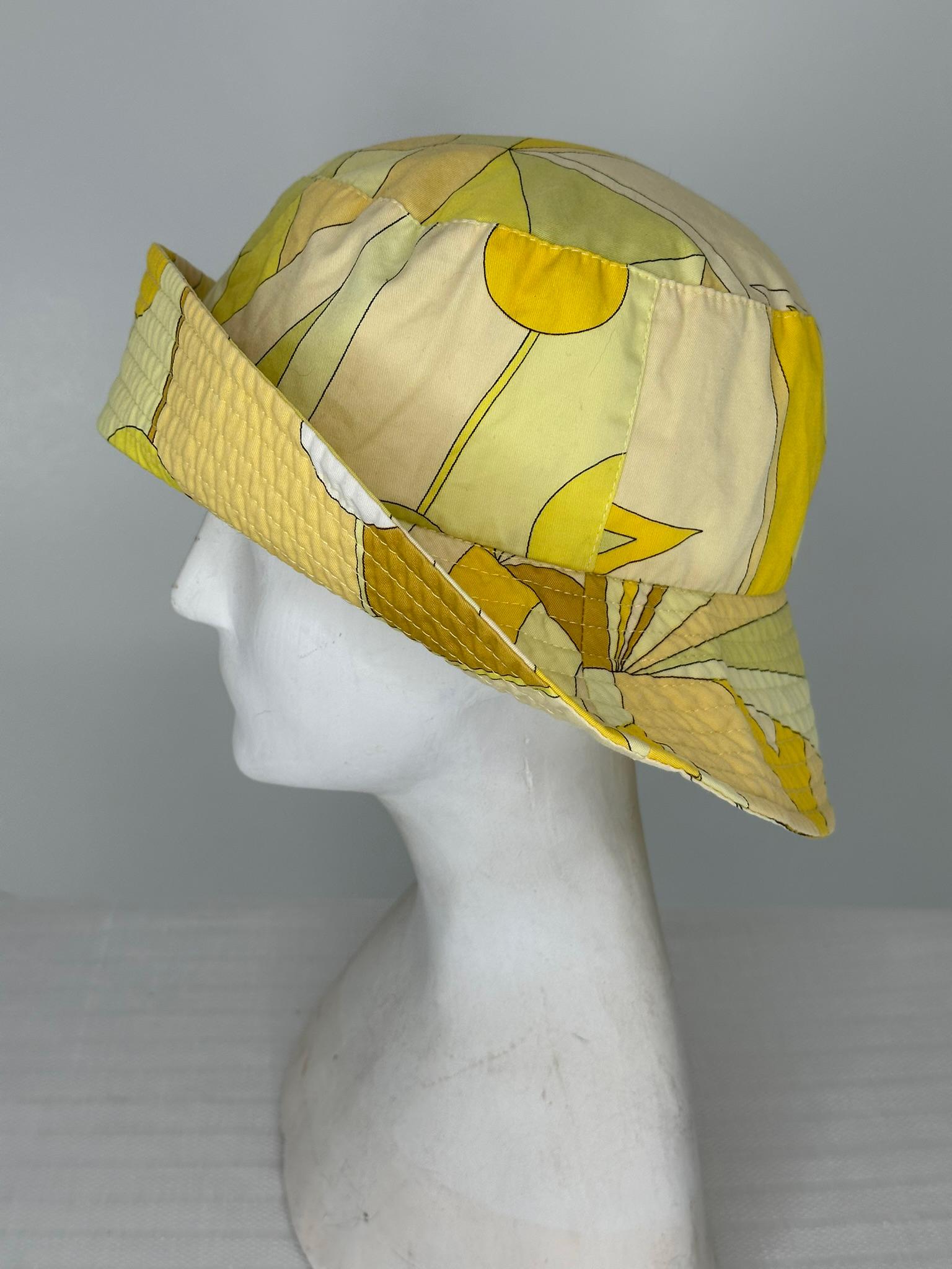Emilio Pucci Chapeau baquet à poche en coton imprimé S-M en vente 1