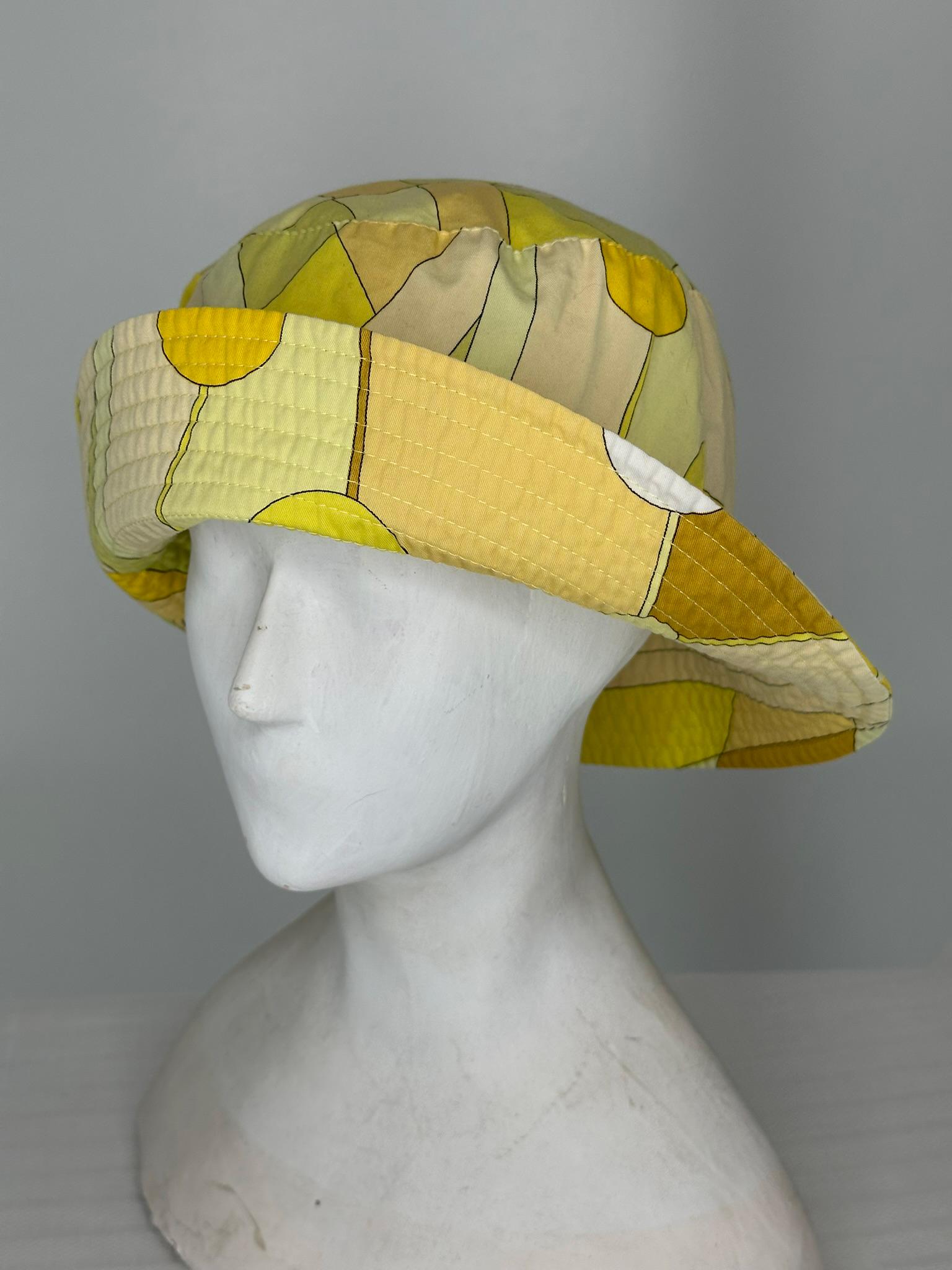 Emilio Pucci Chapeau baquet à poche en coton imprimé S-M en vente 2