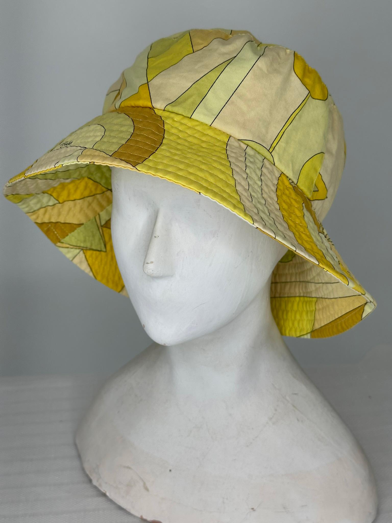 Emilio Pucci Chapeau baquet à poche en coton imprimé S-M en vente 3