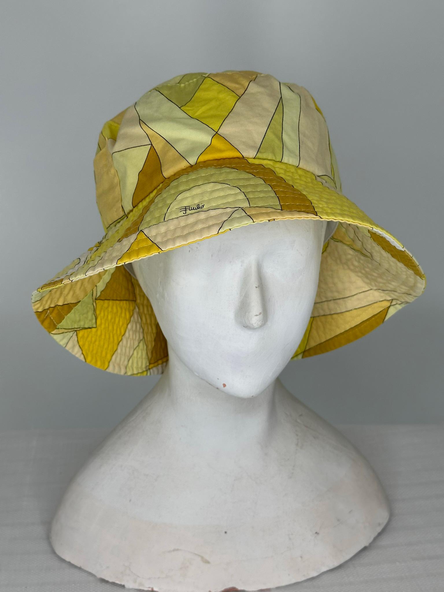 Emilio Pucci Chapeau baquet à poche en coton imprimé S-M en vente 4
