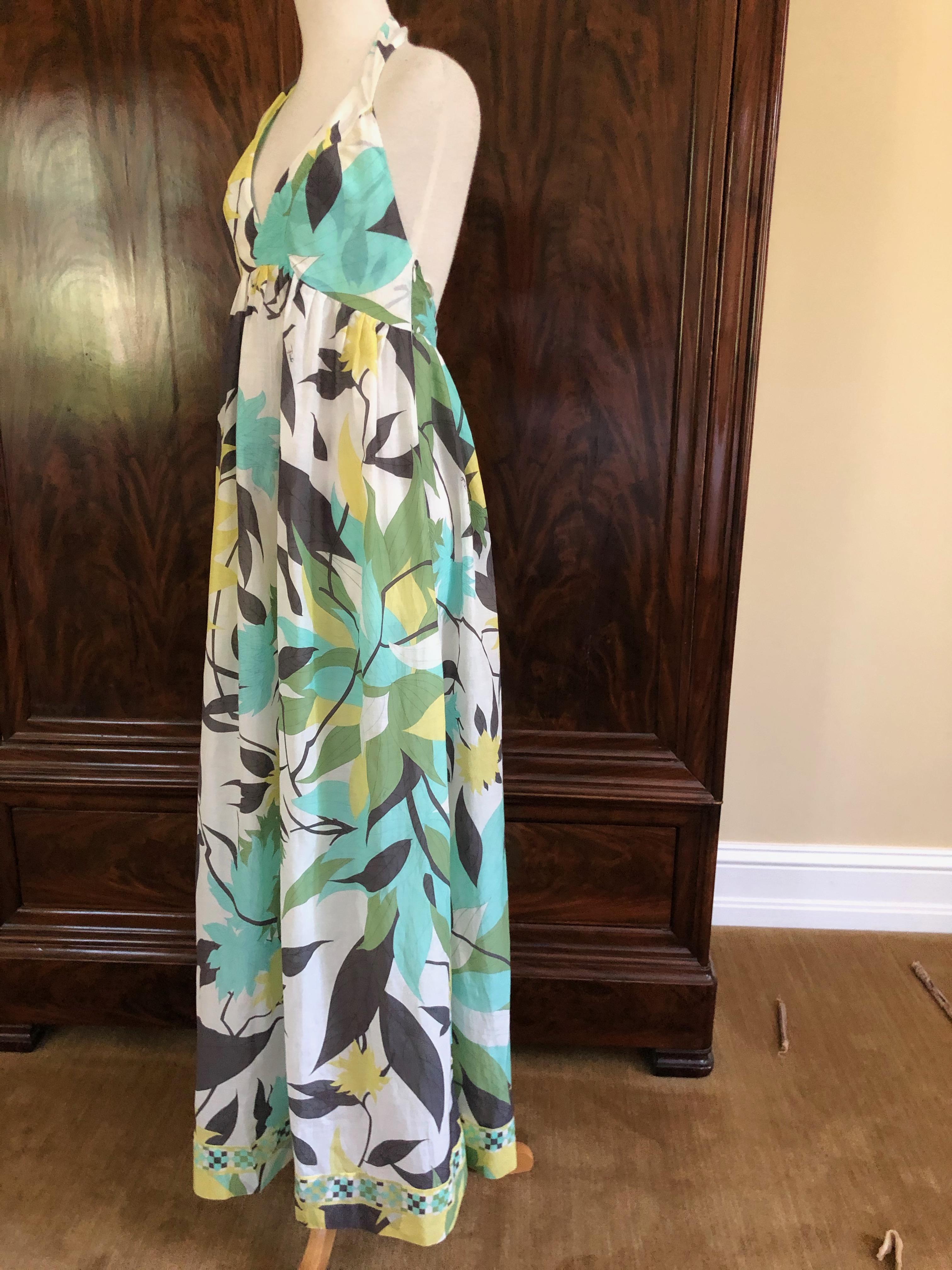 Emilio Pucci Cotton & Silk Halter Style Dress or Beach Cover Up In New Condition For Sale In Cloverdale, CA
