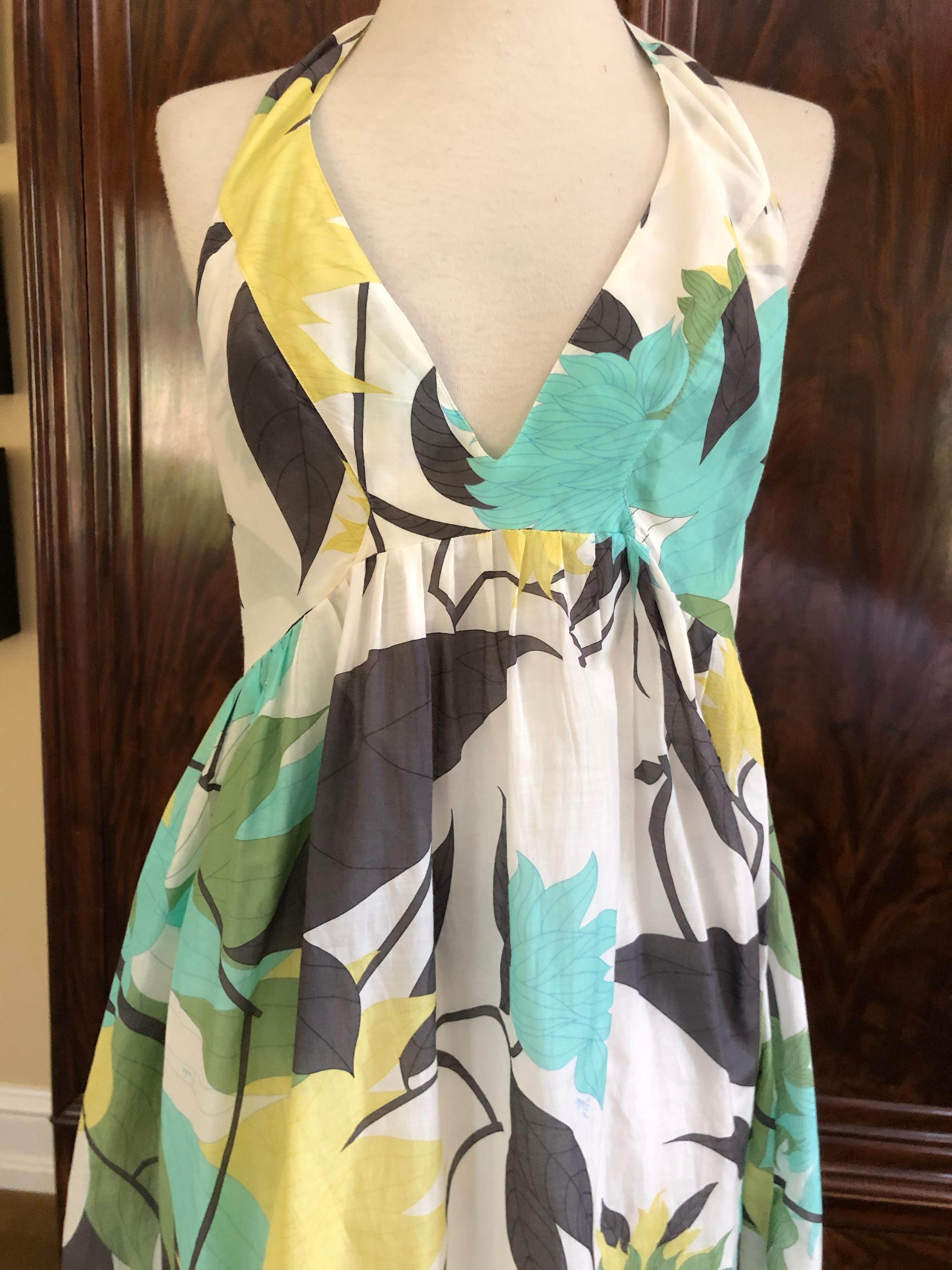 Emilio Pucci Cotton & Silk Halter Style Dress or Beach Cover Up For Sale 1