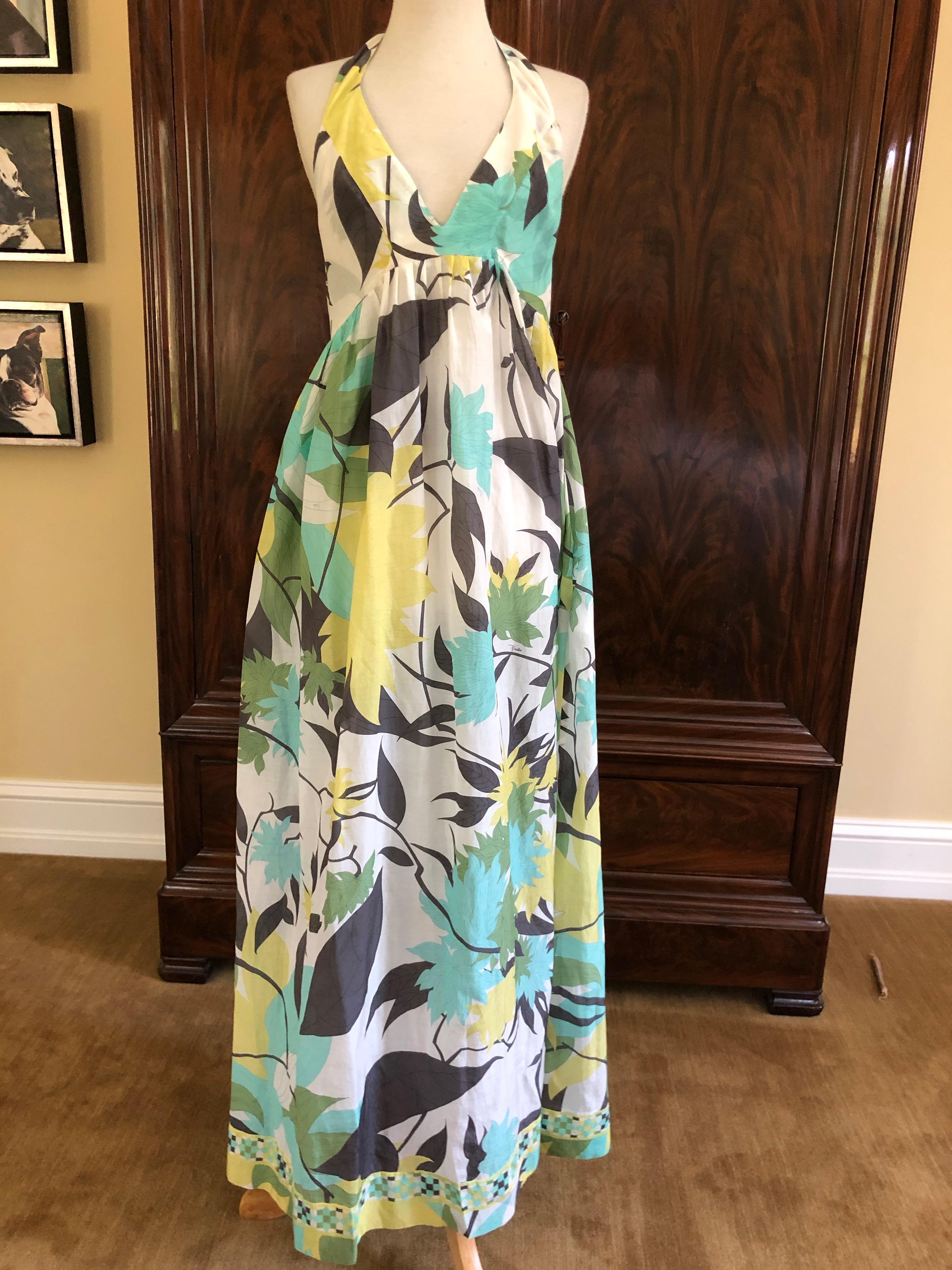 Emilio Pucci Cotton & Silk Halter Style Dress or Beach Cover Up For Sale 2