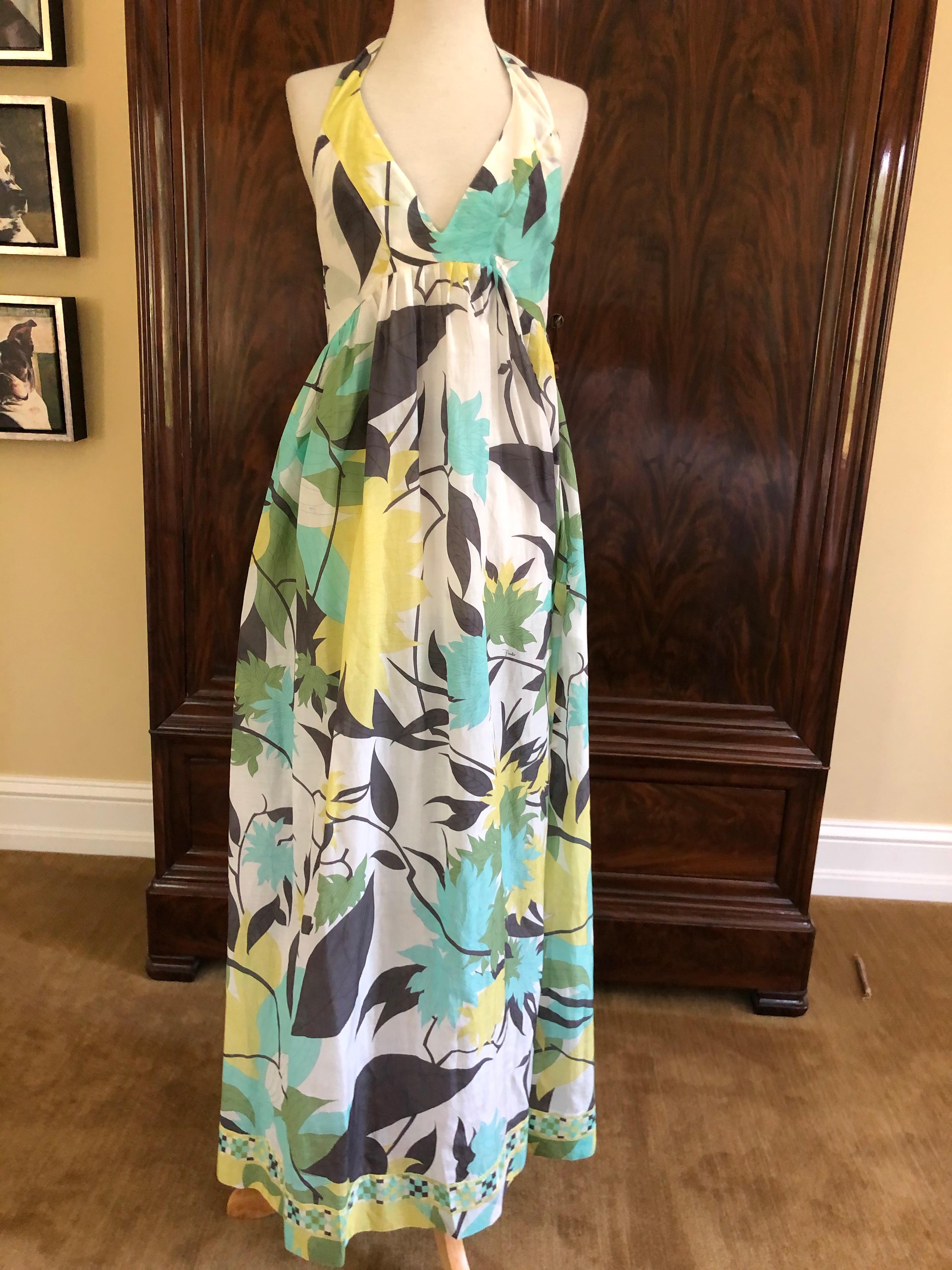 Emilio Pucci Cotton & Silk Halter Style Dress or Beach Cover Up For Sale 3