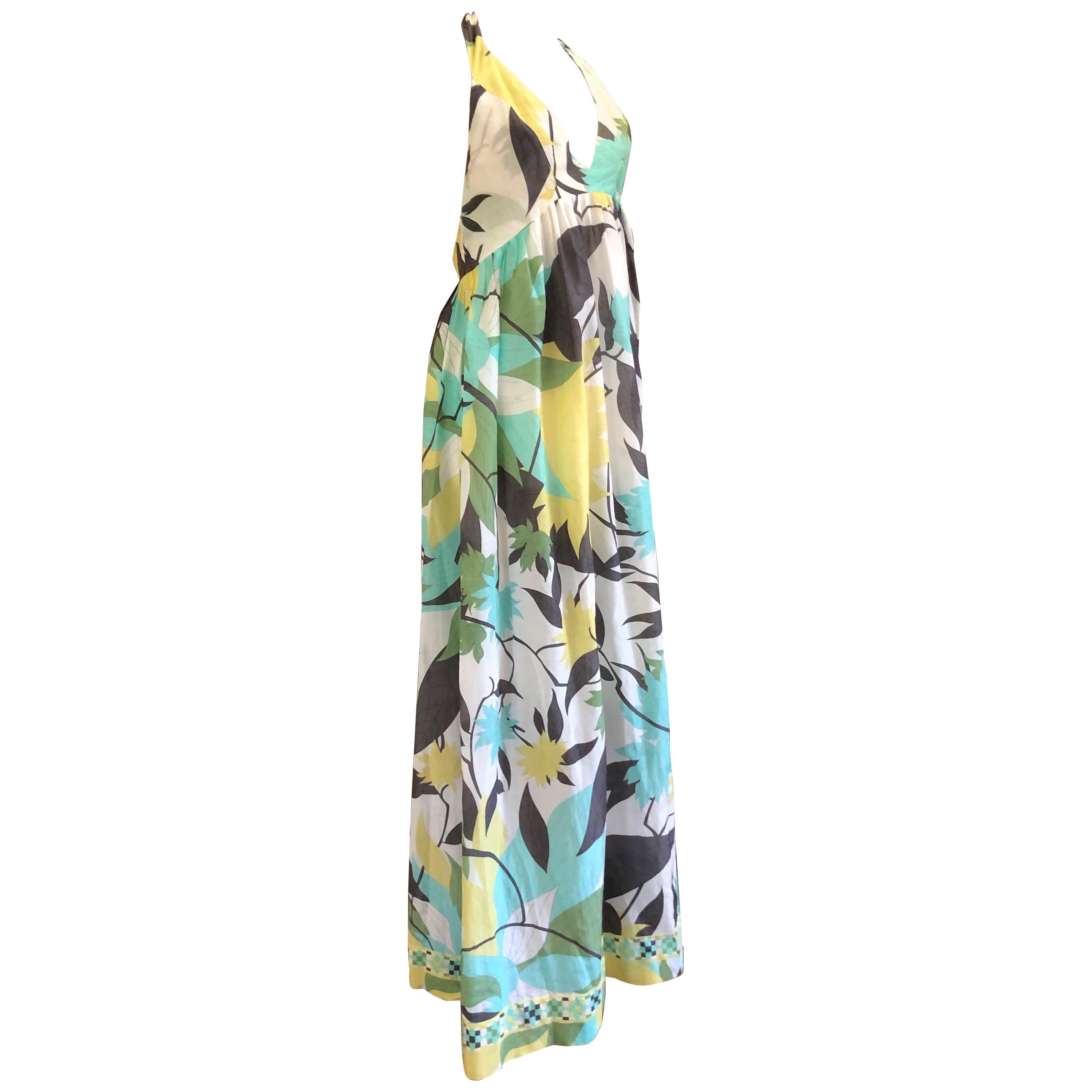 Emilio Pucci Cotton & Silk Halter Style Dress or Beach Cover Up For Sale