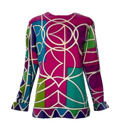 Emilio Pucci Geometrisches langärmeliges Top aus Baumwollsamt