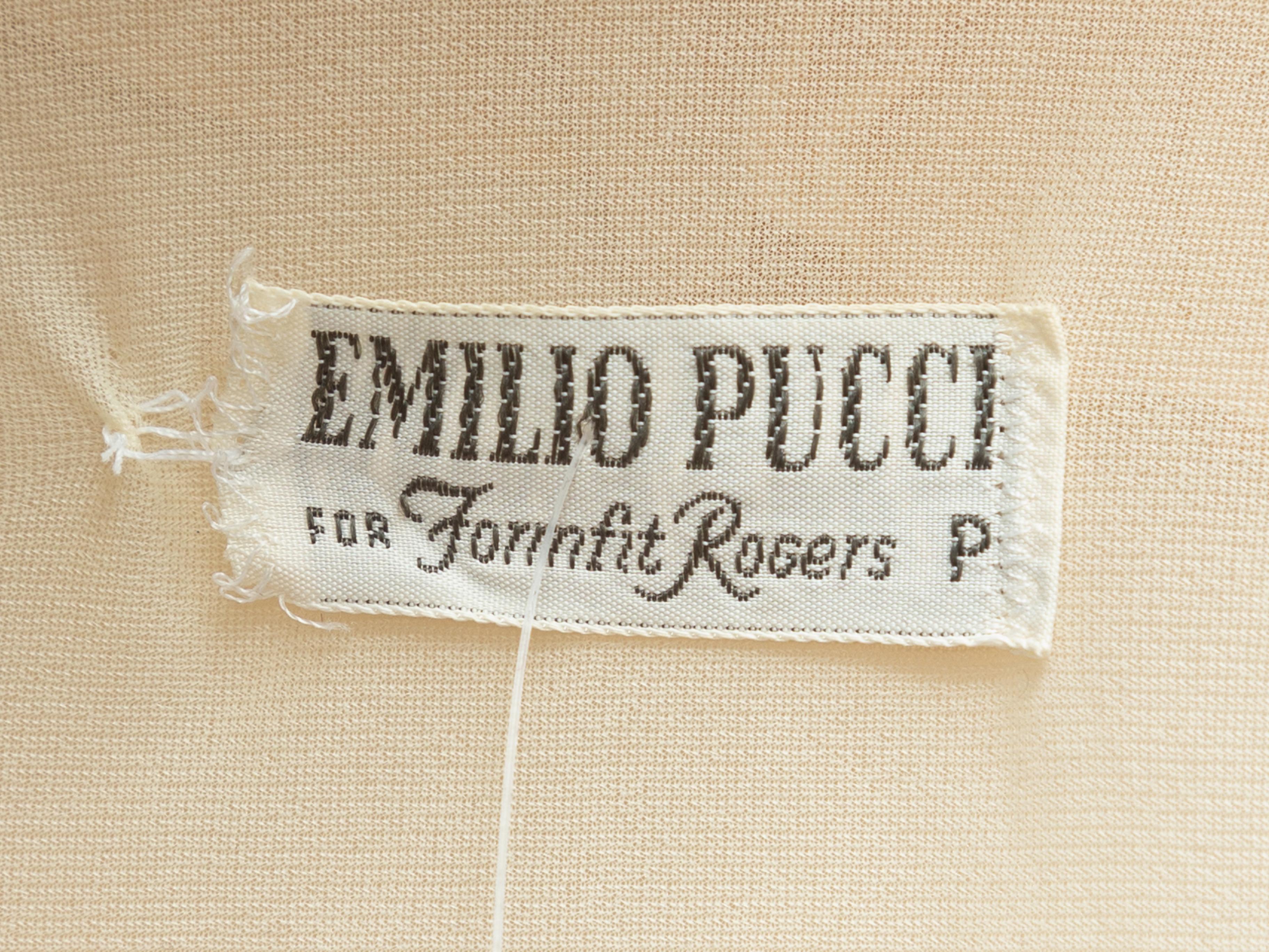 Beige Emilio Pucci Cream Lace-Trimmed Pajama Top