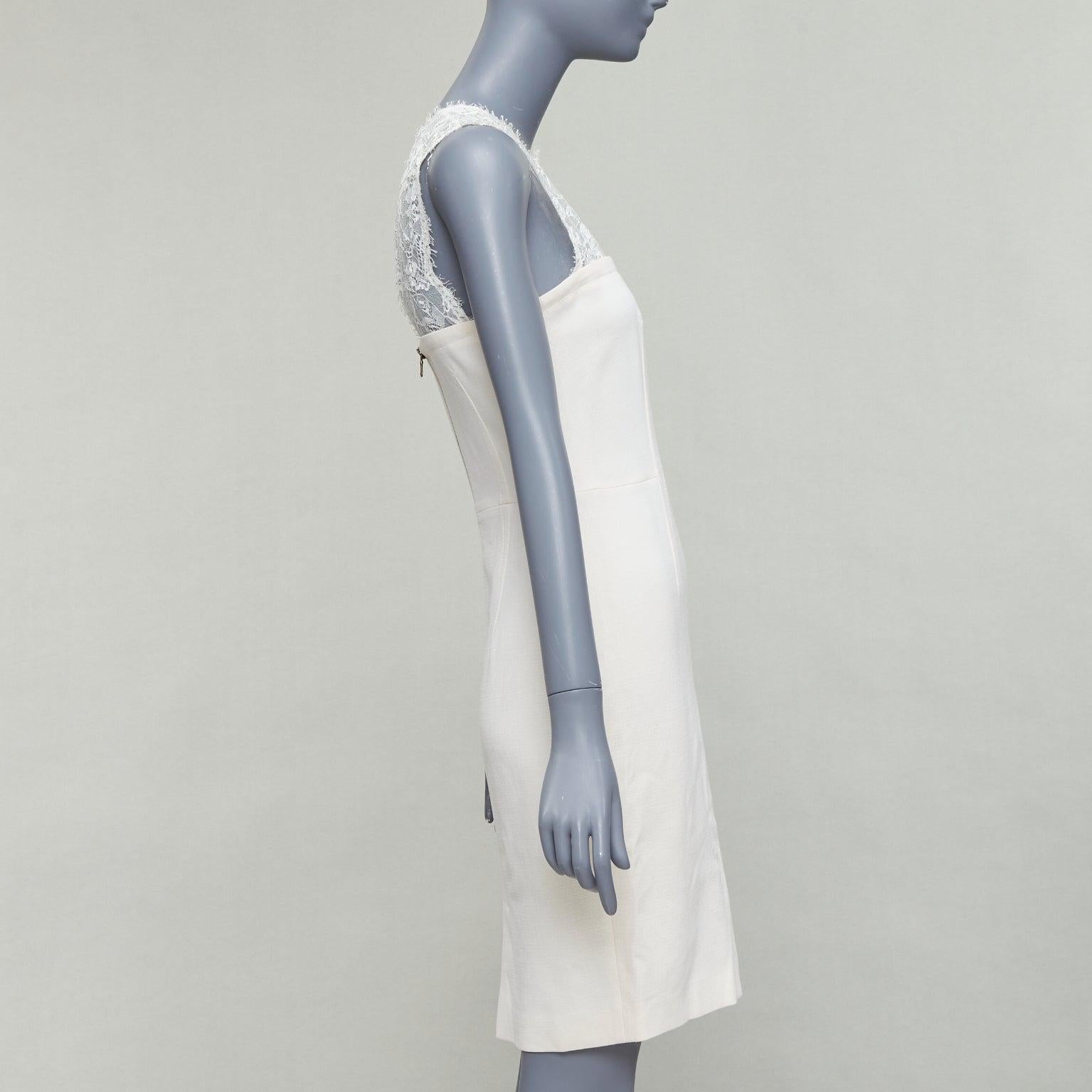 EMILIO PUCCI cream virgin wool blend lace collar cocktail dress IT40 S In Excellent Condition For Sale In Hong Kong, NT