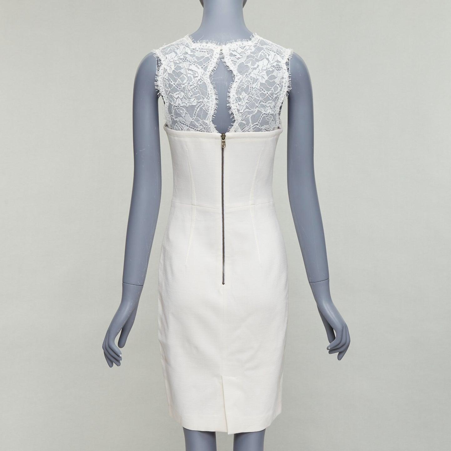 Women's EMILIO PUCCI cream virgin wool blend lace collar cocktail dress IT40 S For Sale