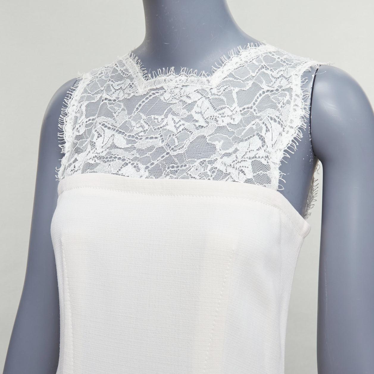 EMILIO PUCCI cream virgin wool blend lace collar cocktail dress IT40 S For Sale 2