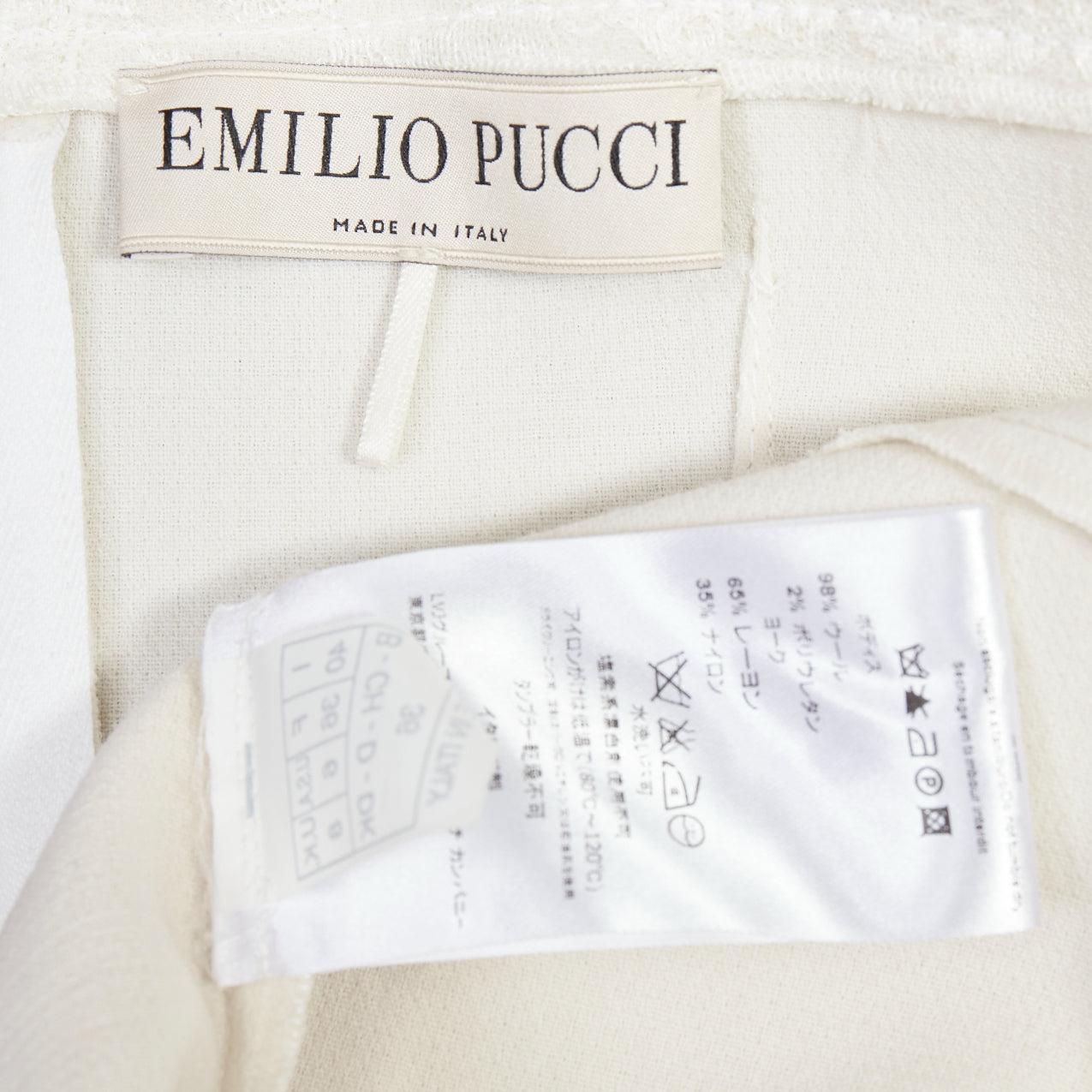 EMILIO PUCCI cream virgin wool blend lace collar cocktail dress IT40 S For Sale 3