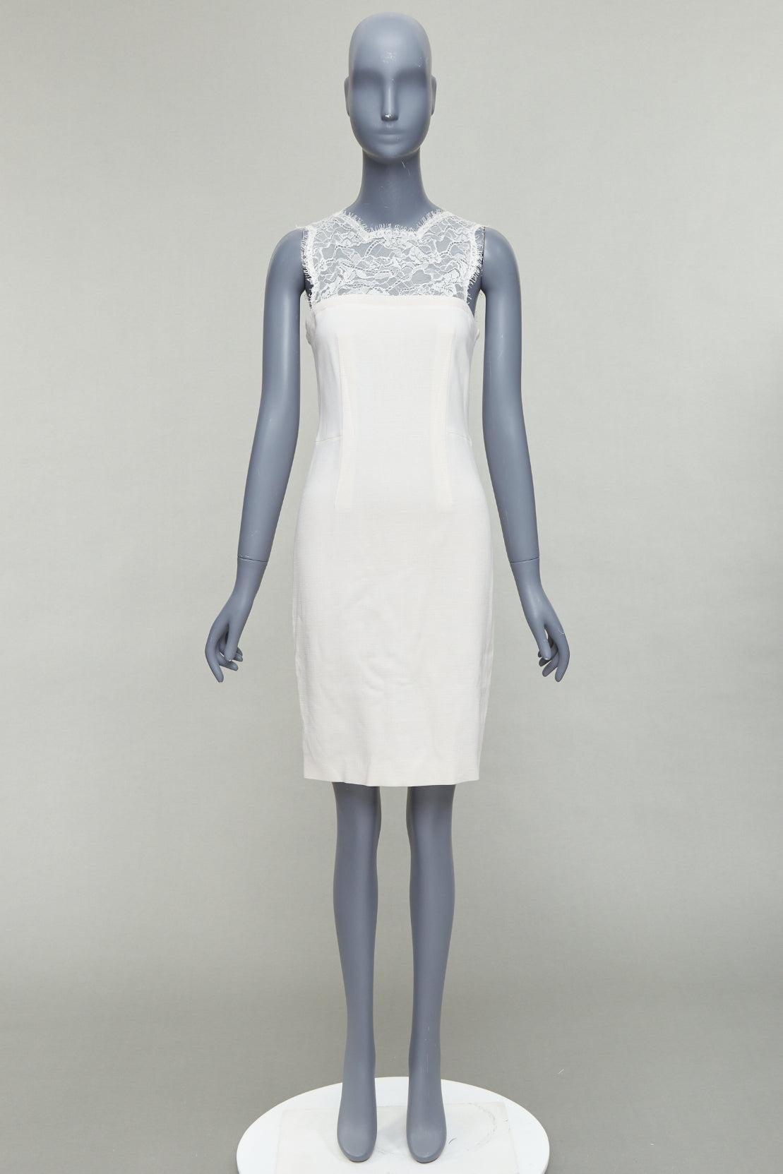 EMILIO PUCCI cream virgin wool blend lace collar cocktail dress IT40 S For Sale 4