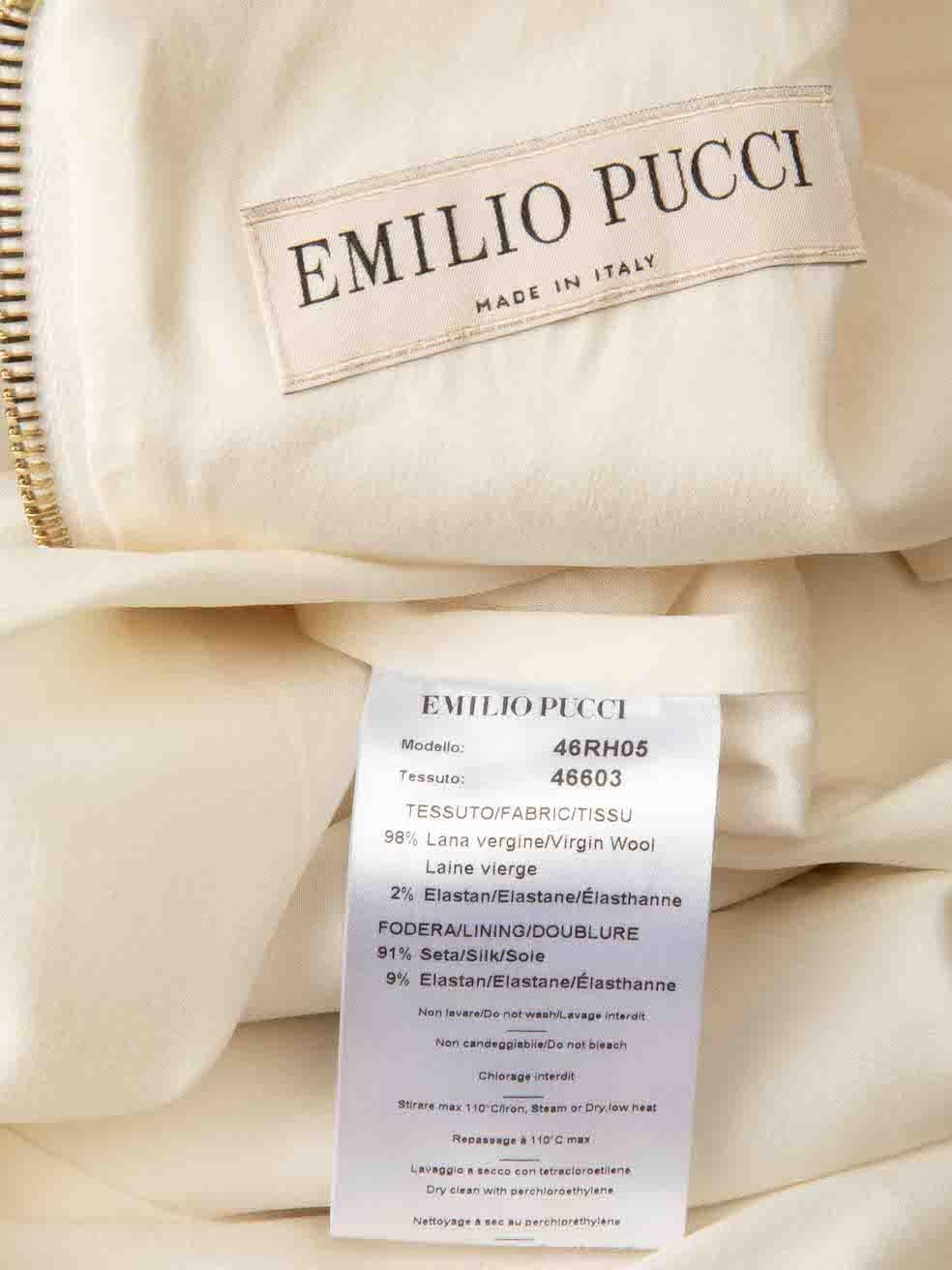 Women's Emilio Pucci Cream Wool Bow Detail Bodycon Dress Size XS For Sale