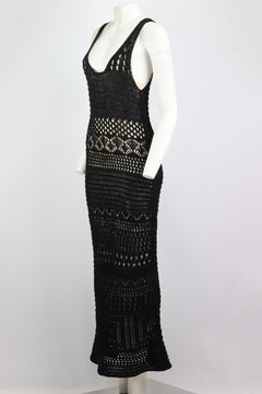 Emilio Pucci Crochet Knit Cotton Maxi Dress Large