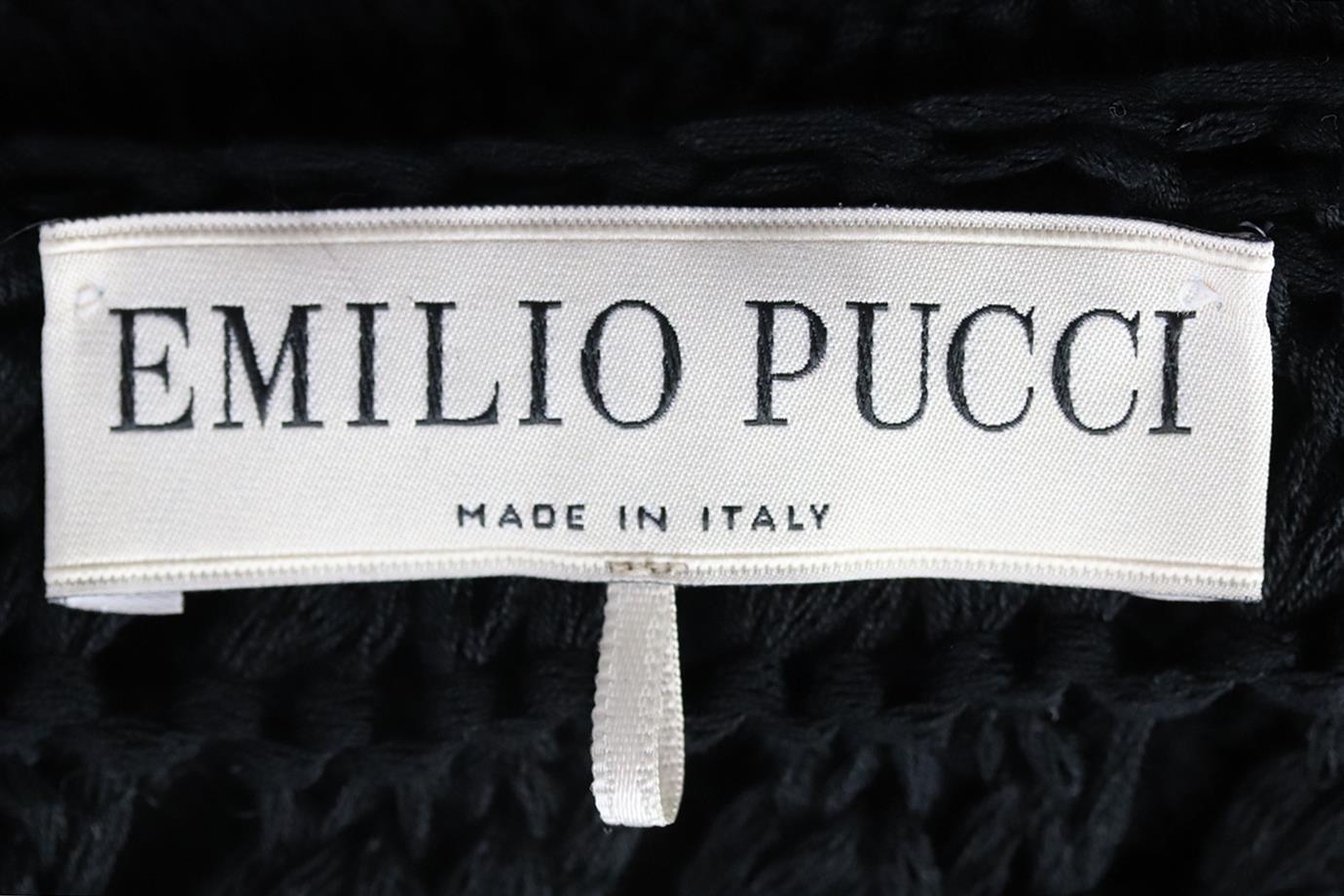 Black Emilio Pucci Crochet Knit Cotton Maxi Dress Large