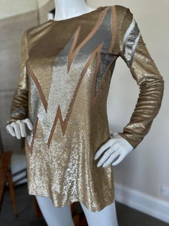 Emilio Pucci Current Season Gold Sequin Lightning Bolt Mini Dress